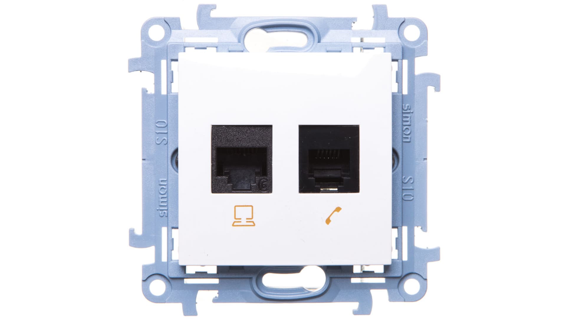 

Simon 10 Gniazdo RJ45 kat 6 + gniazdo telefoniczne RJ12 białe C6T.01/11