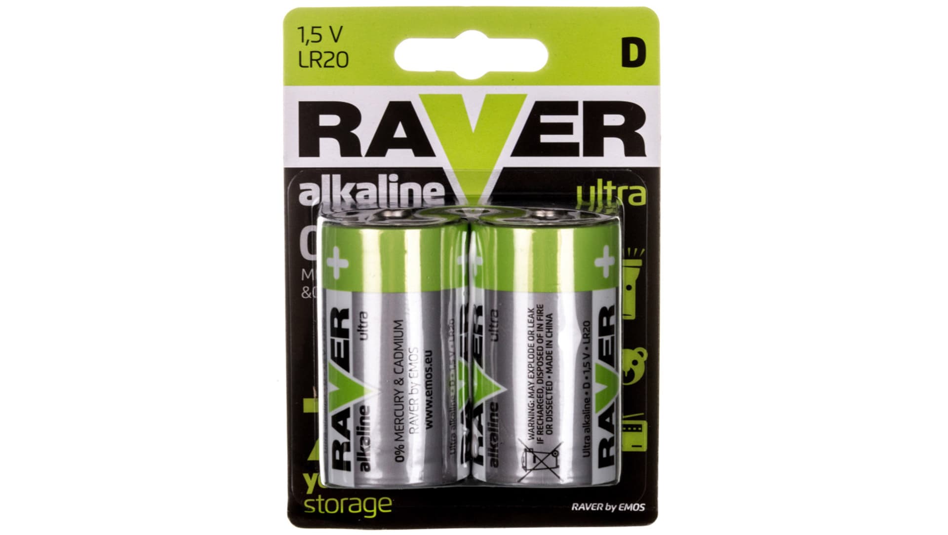 

Bateria alkaliczna LR20 / D 1,5V RAVER ULTRA B7941 /blister 2szt./