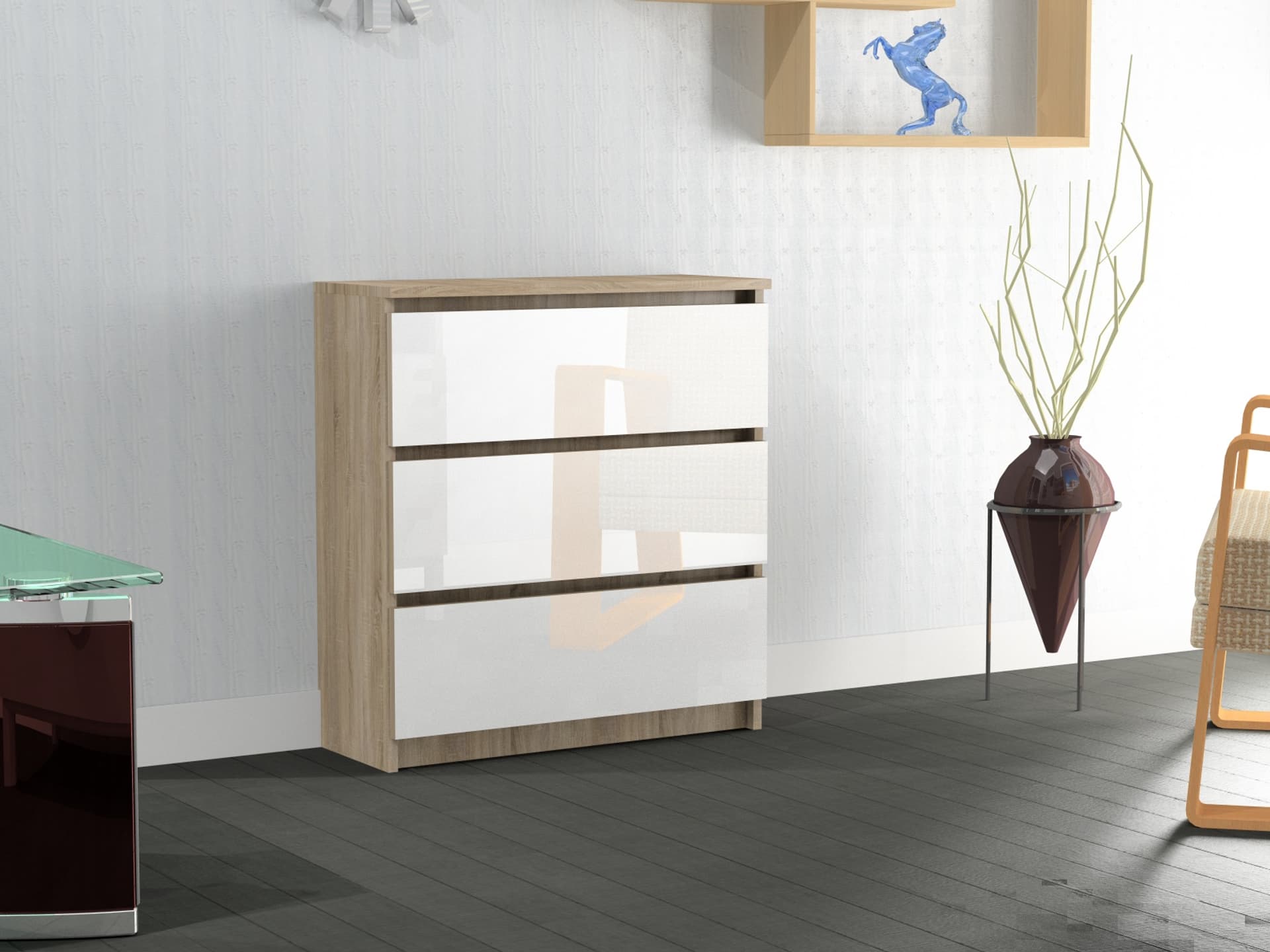 

Komoda RICO 3s WYSOKI POŁYSK 60 cm AKRYL Sonoma