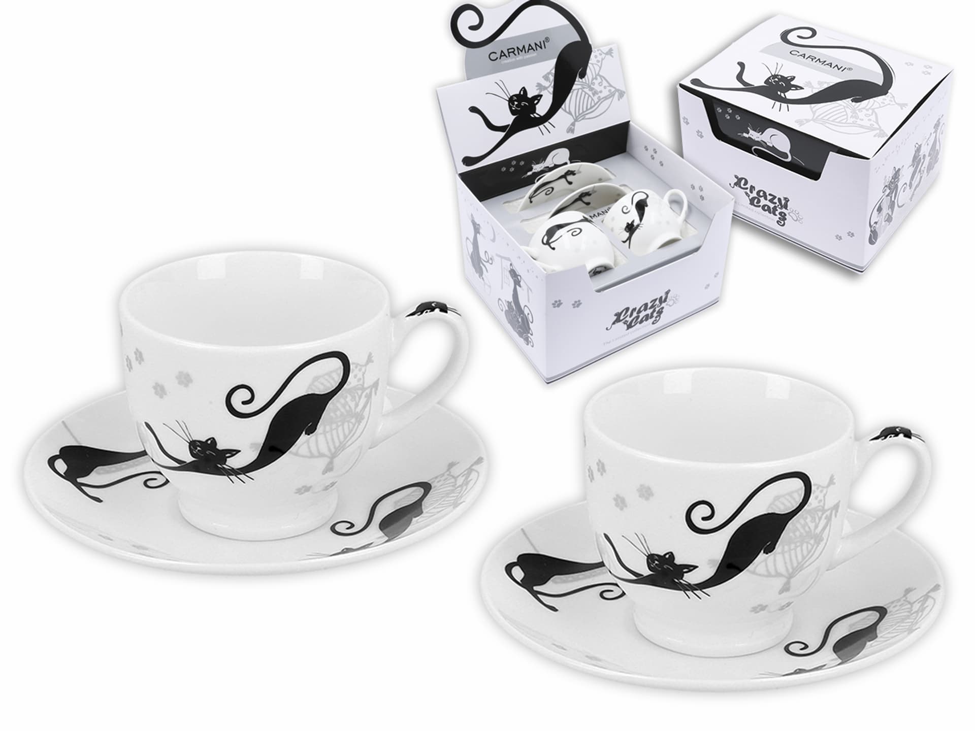 

Kpl dwóch filiżanek ze spodkami espresso - Koci świat (CARMANI)