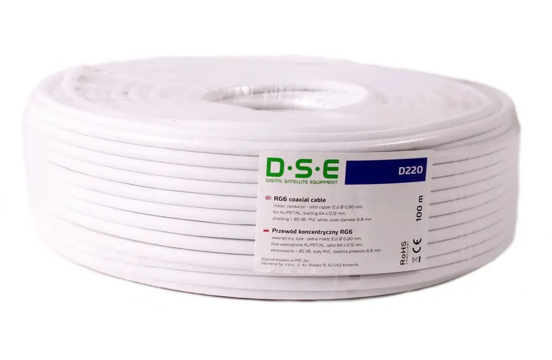 

Kabel DSE D220 RG6 100m 0,80mm CU / 64x0,12mm