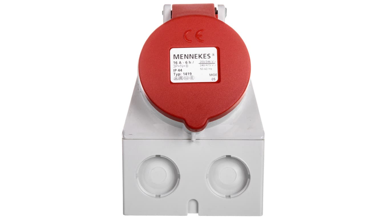 

Gniazdo naścienne 2-częściowe 16A 5p 6h 400V IP44 zaciski śrubowe MEN1419