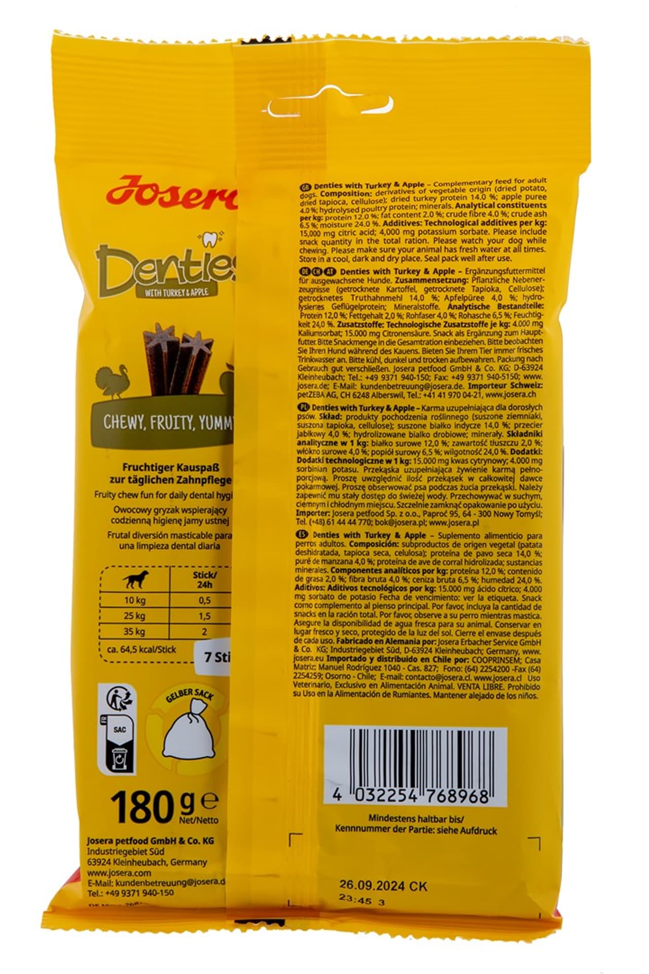 

Josera Denties z Indykiem i jabłkiem 180g