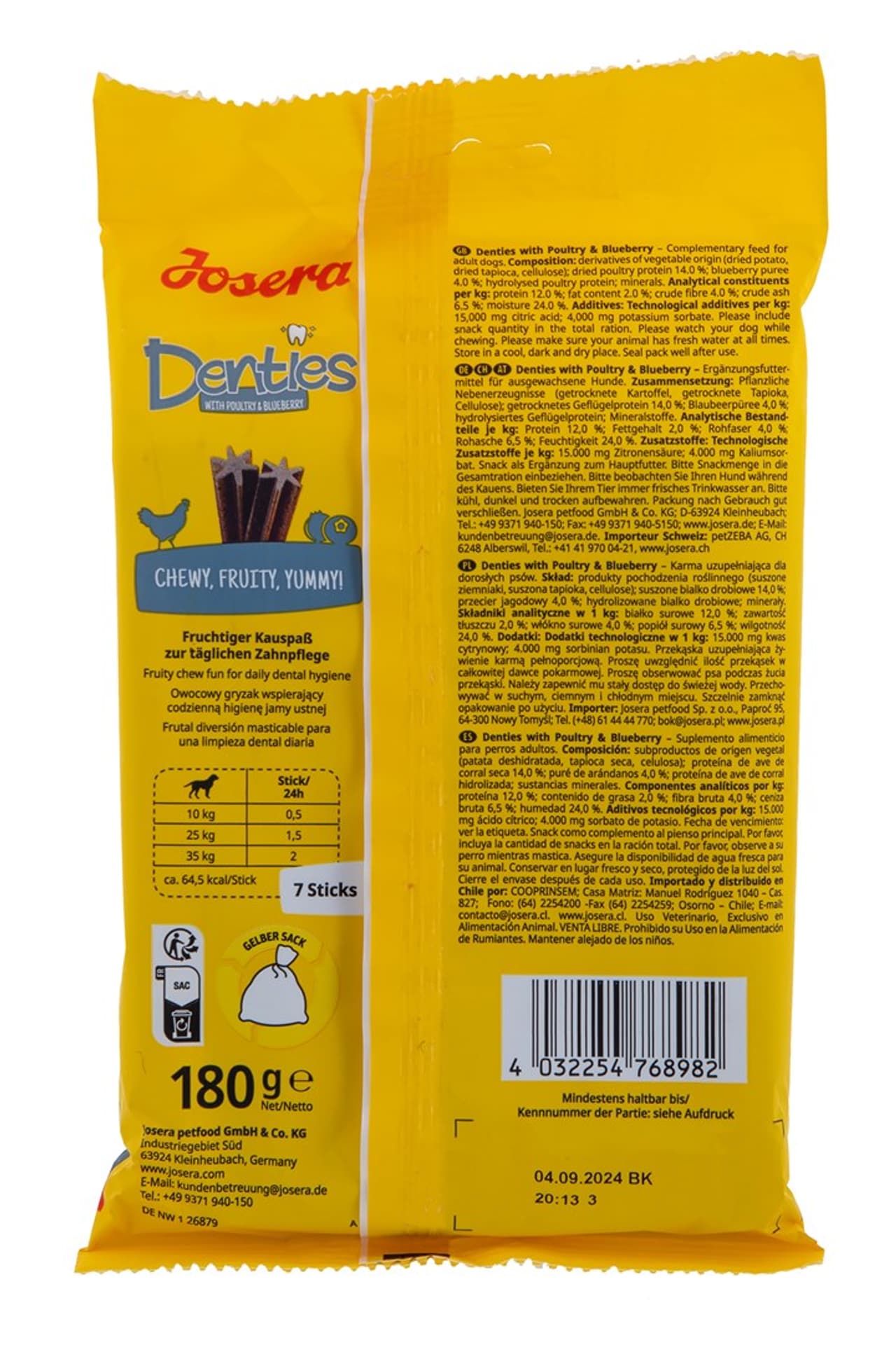 

Josera Denties z Drobiem i jagodami 180g