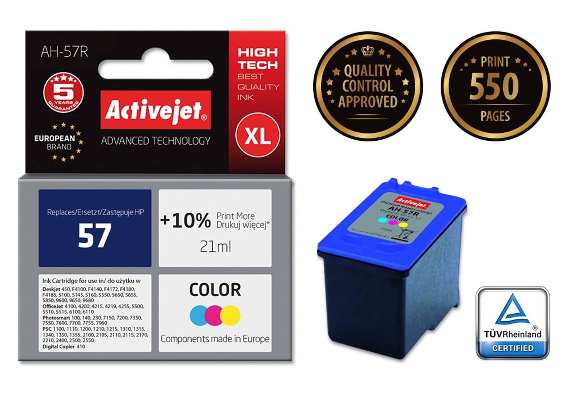 

Tusz Activejet AH-57R (zamiennik HP 57 C6657AE; Premium; 21 ml; kolor)