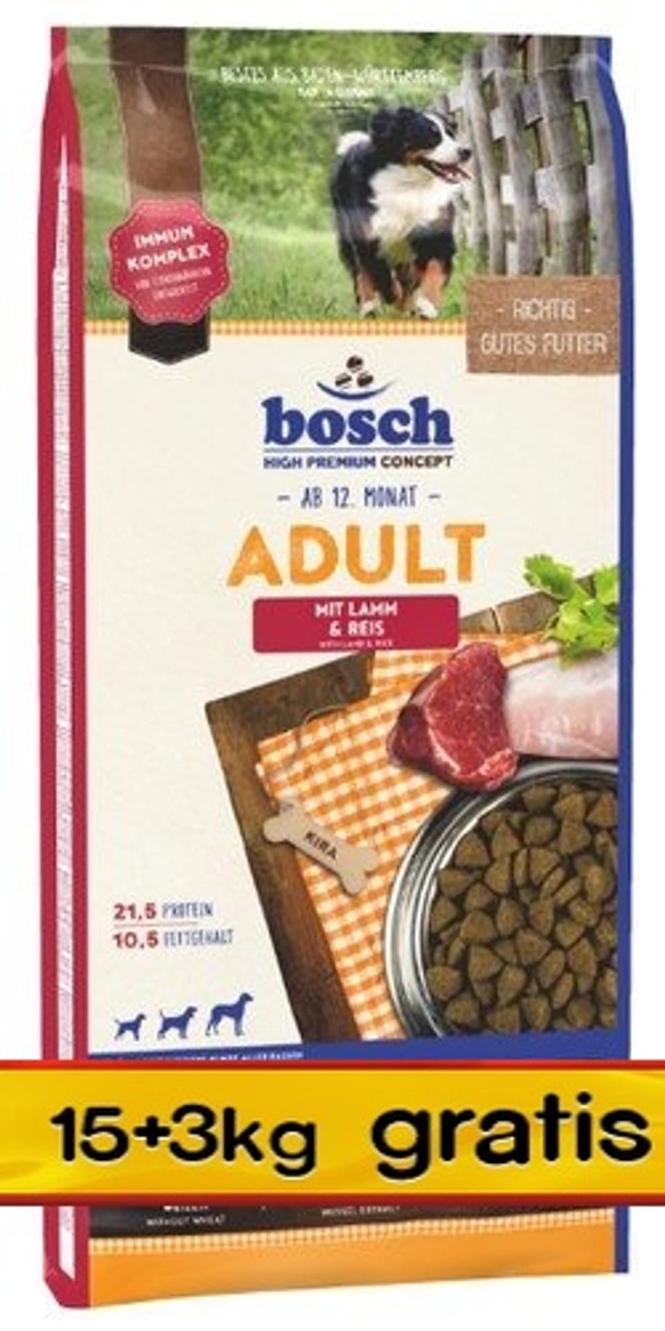 

Bosch Adult Lamb & Rice 18kg (15+3kg)