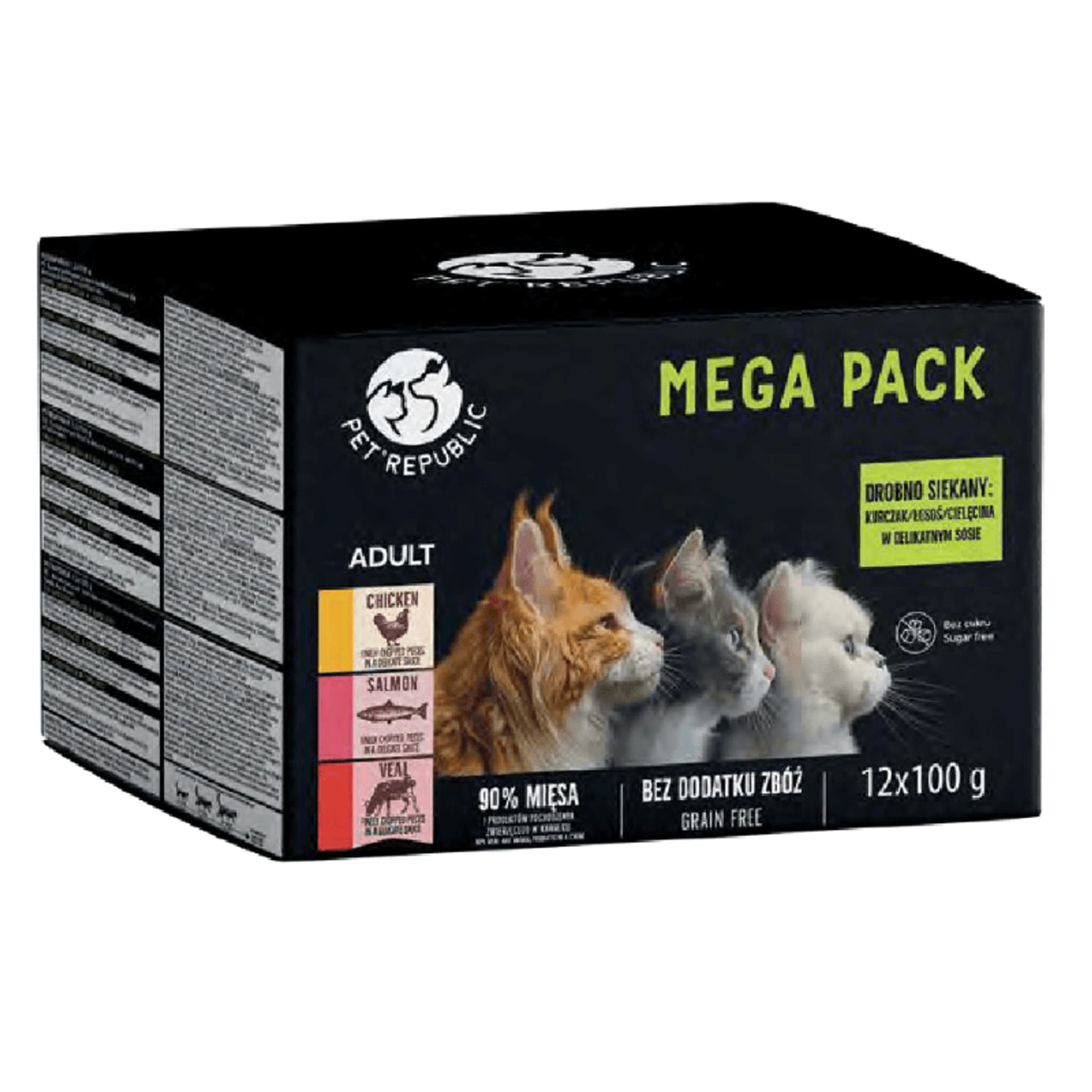 

PETREPUBLIC Multipack dla kota kurczak, łosoś, cielęcina, saszetki 12x100g