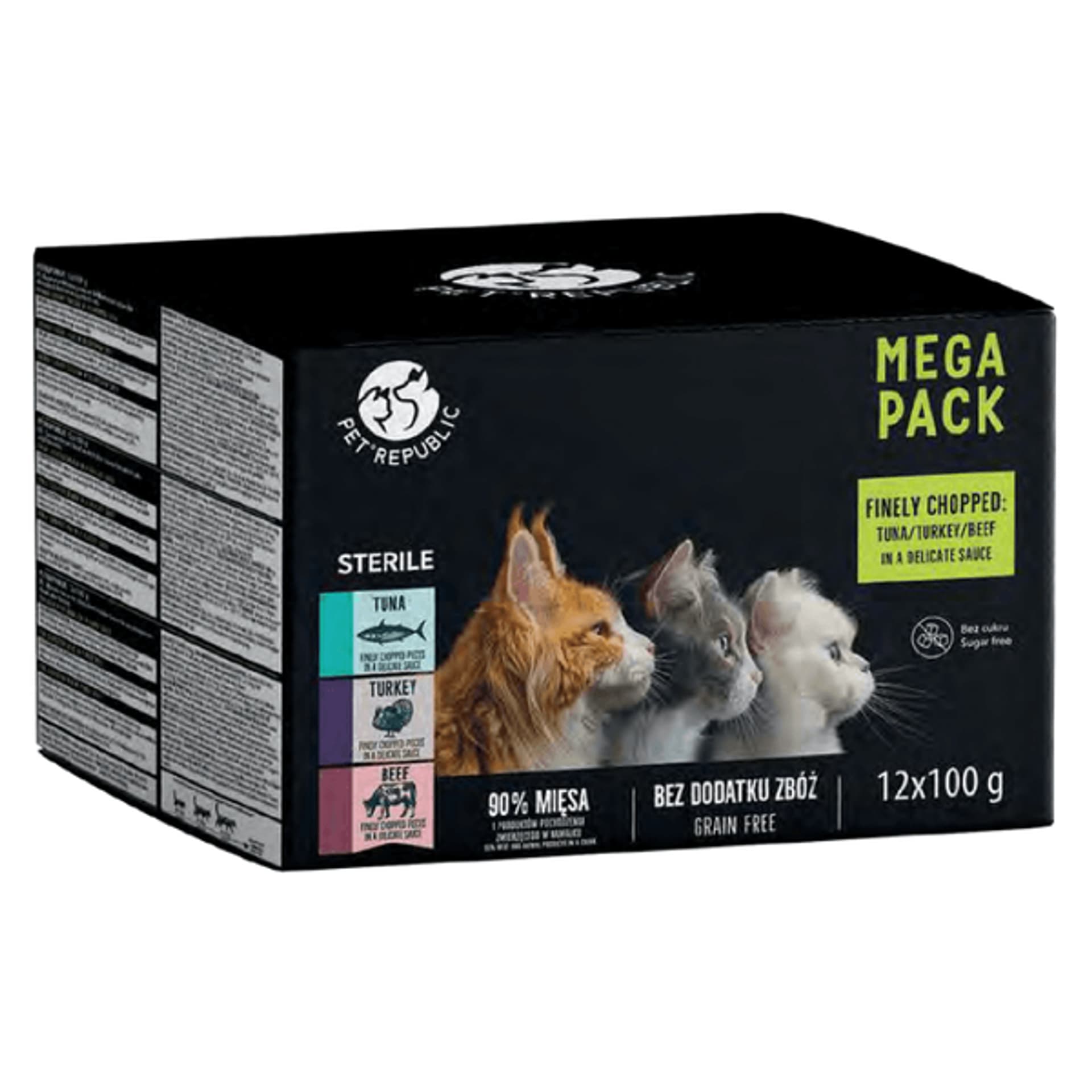 

PETREPUBLIC Multipack dla kota tuńczyk, indyk, wołowina 12x100g