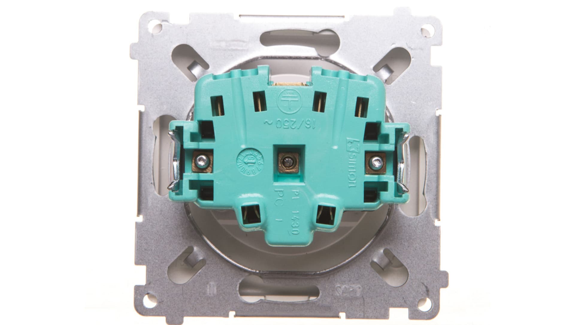 

Simon Basic Gniazdo wtyczkowe z uziemieniem z przesłonami torów 16A 250V srebrny mat BMGZ1z.01/43