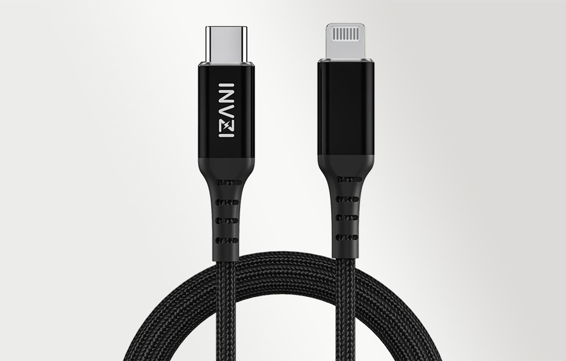 

Kabel USB-C do Lightning INVZI, MFi, 2m (czarny)