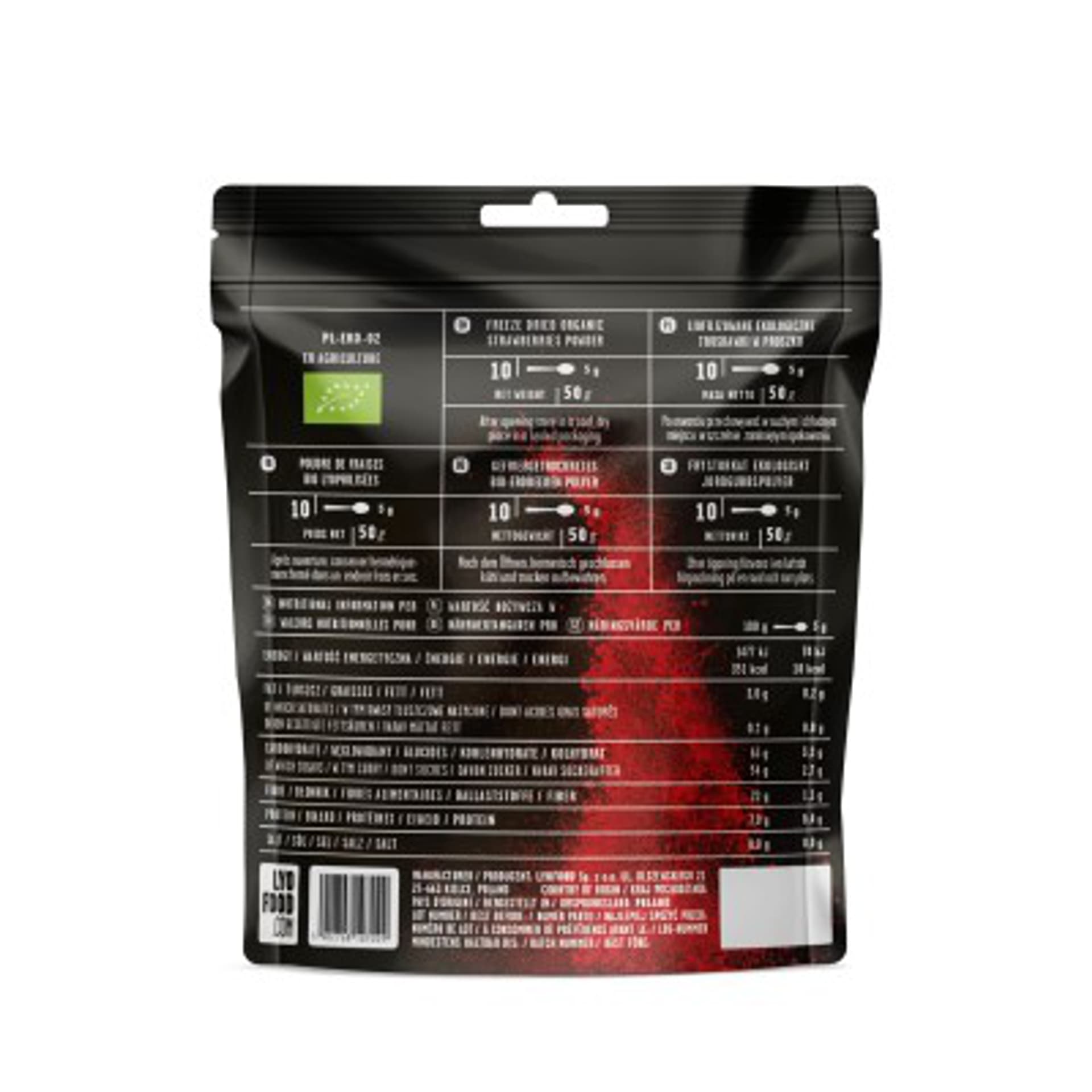 

Danie owoce liofilizowane Lyofood EKO Truskawka w proszku 50 g