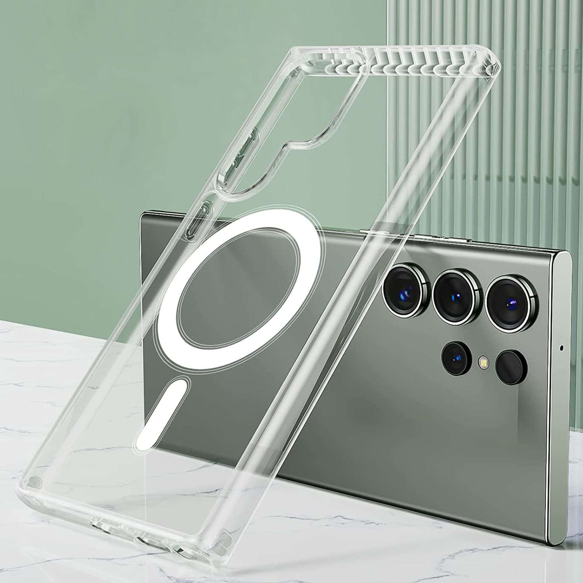 

Etui do MagSafe Alogy Ring Mag Clear Case do ładowarek Qi do Samsung Galaxy S23 Ultra Przezroczysty