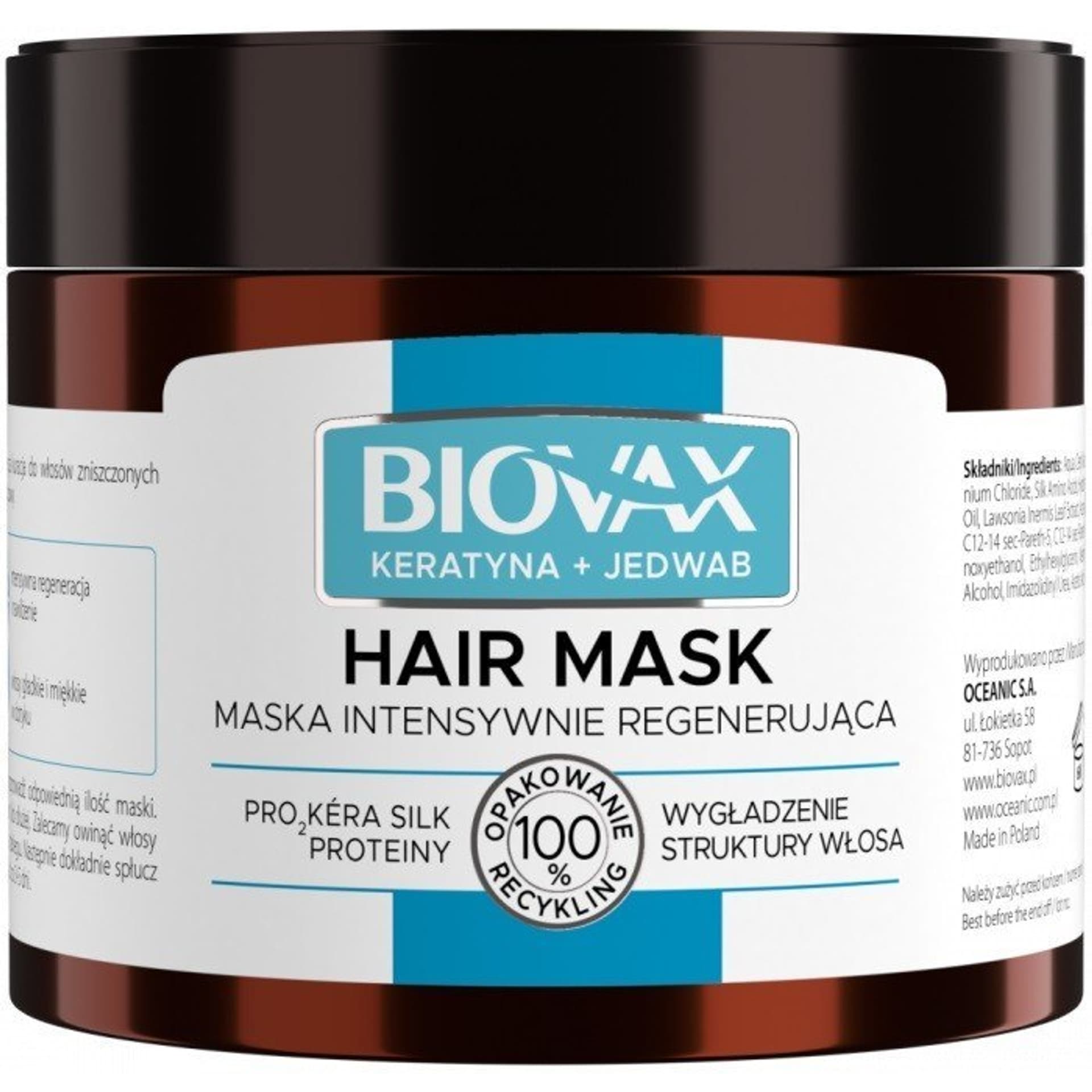 

L`BIOTICA Biovax Hair Mask Maska do włosów intensywnie regenerująca - Keratyna + Jedwab 250ml