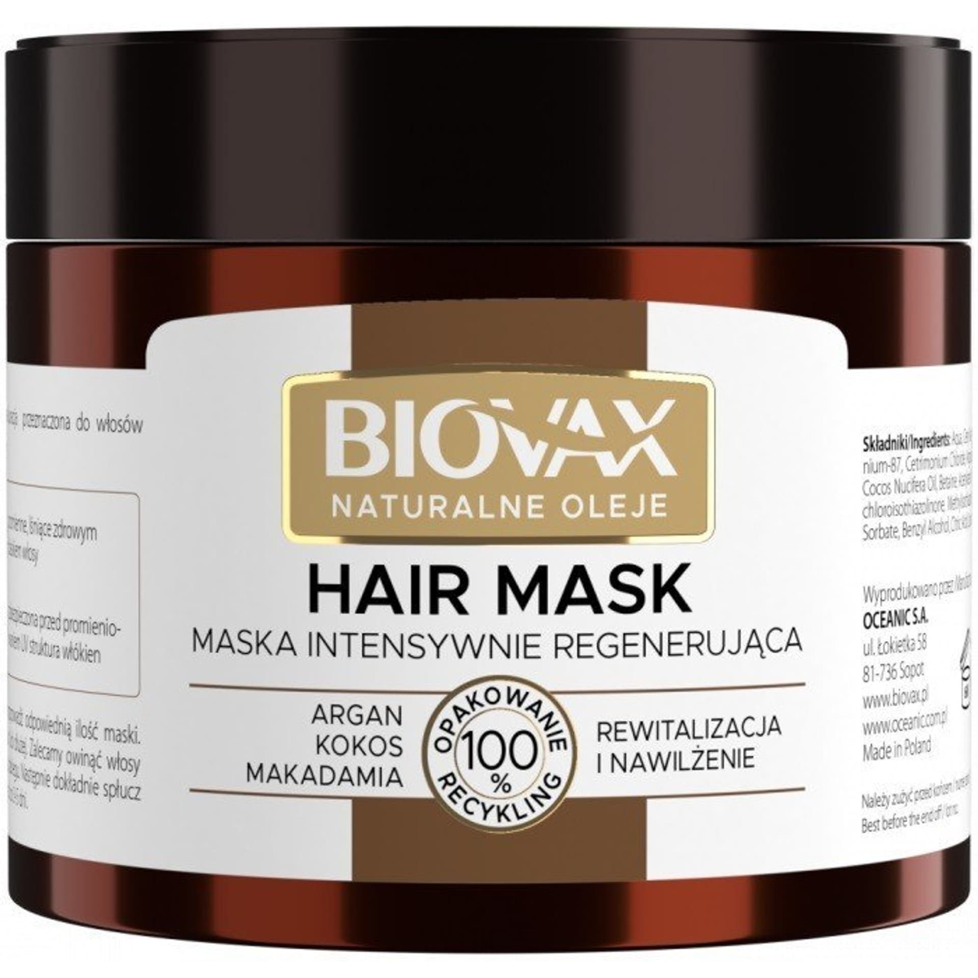 

L`BIOTICA Biovax Hair Mask Maska do włosów intensywnie regenerująca - Naturalne Oleje 250ml