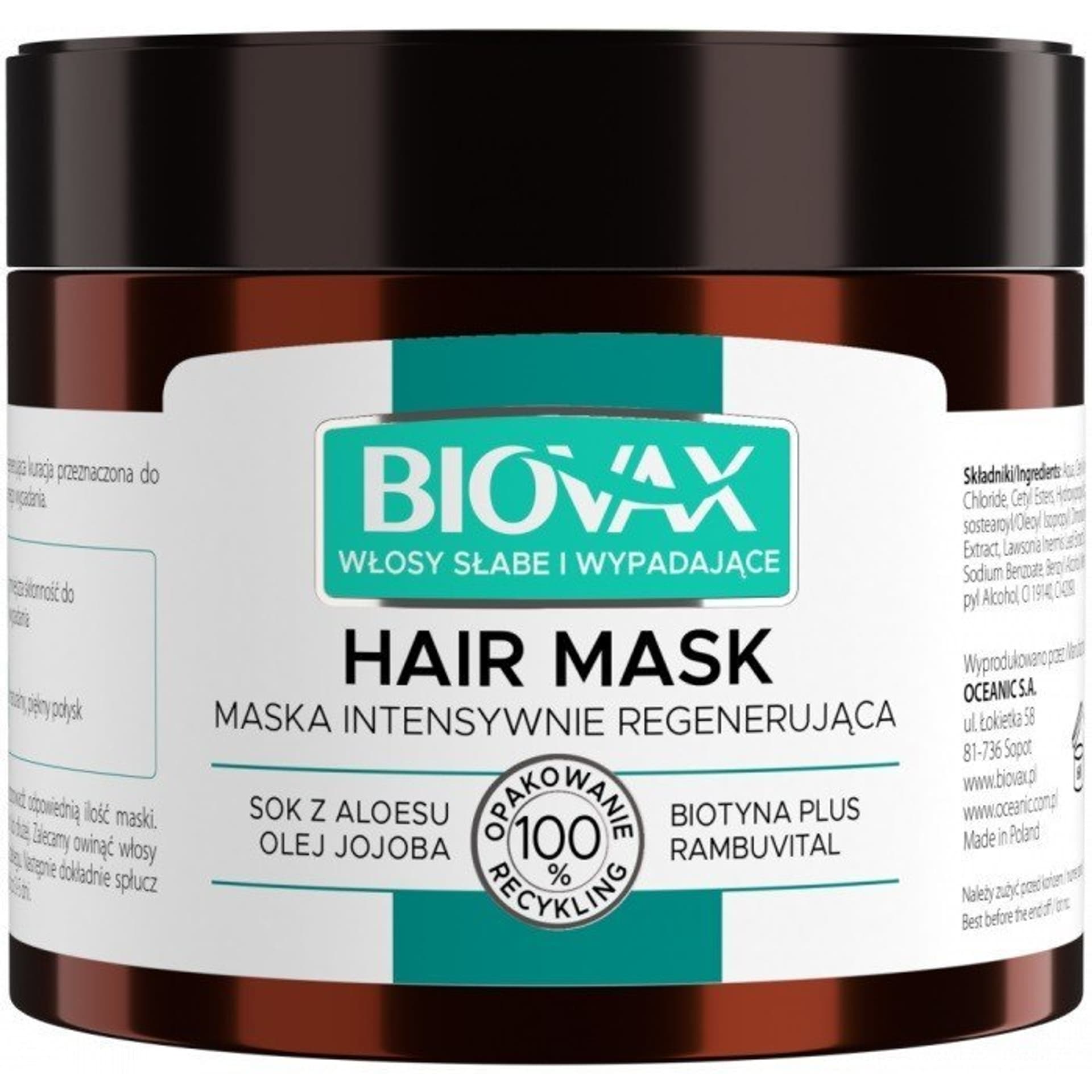 

L`BIOTICA Biovax Hair Mask Maska do włosów intensywnie regenerująca -Włosy słabe i wypadające 250ml