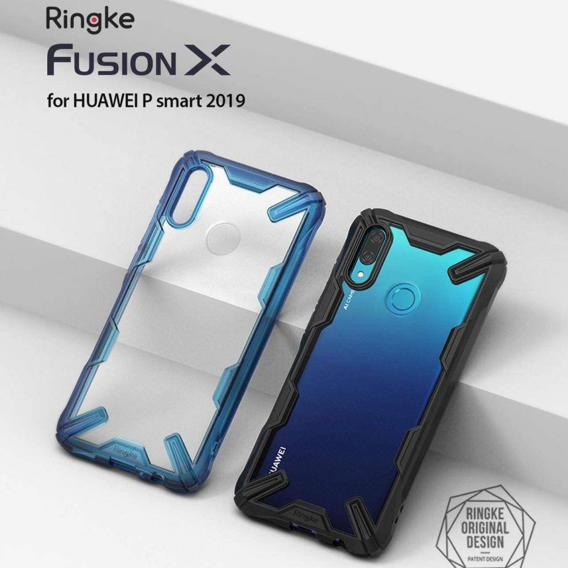 

Etui HUAWEI P SMART 2019 Ringke Fusion-X niebieskie