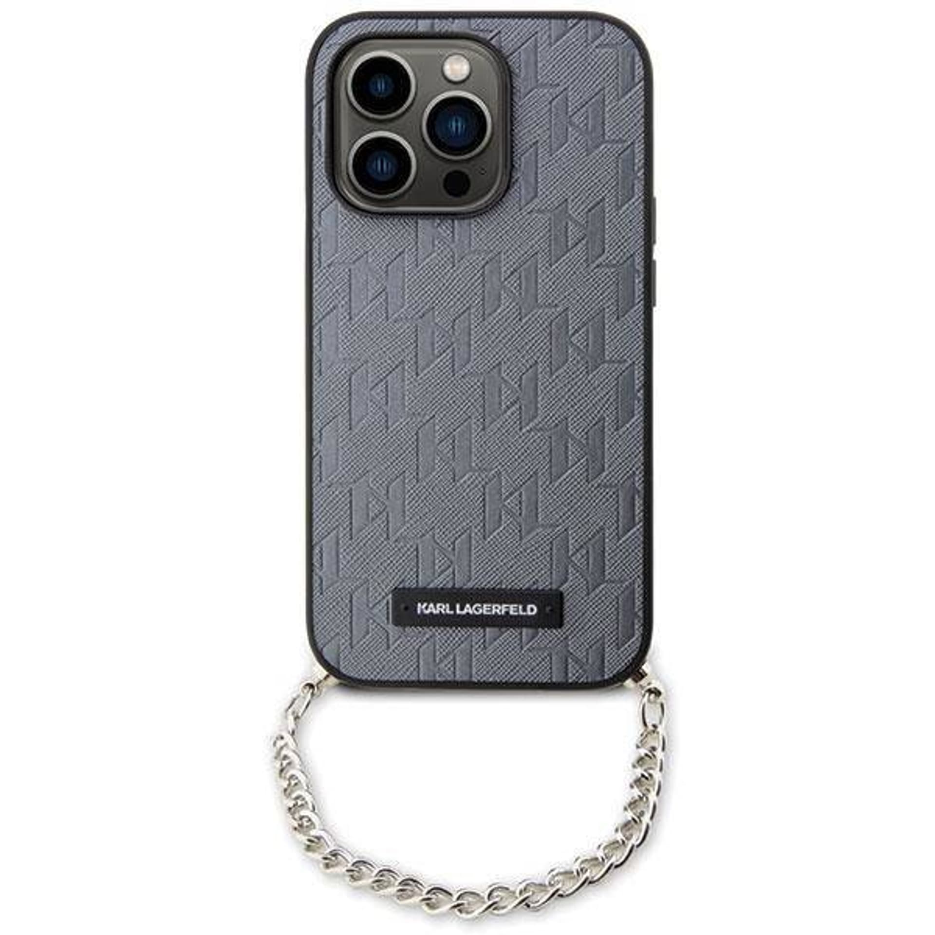 

Oryginalne Etui IPHONE 14 PRO MAX Karl Lagerfeld Hardcase Saffiano Monogram Chain (KLHCP14XSACKLHPG) srebrne, Klhcp14xsacklhpg) srebrn