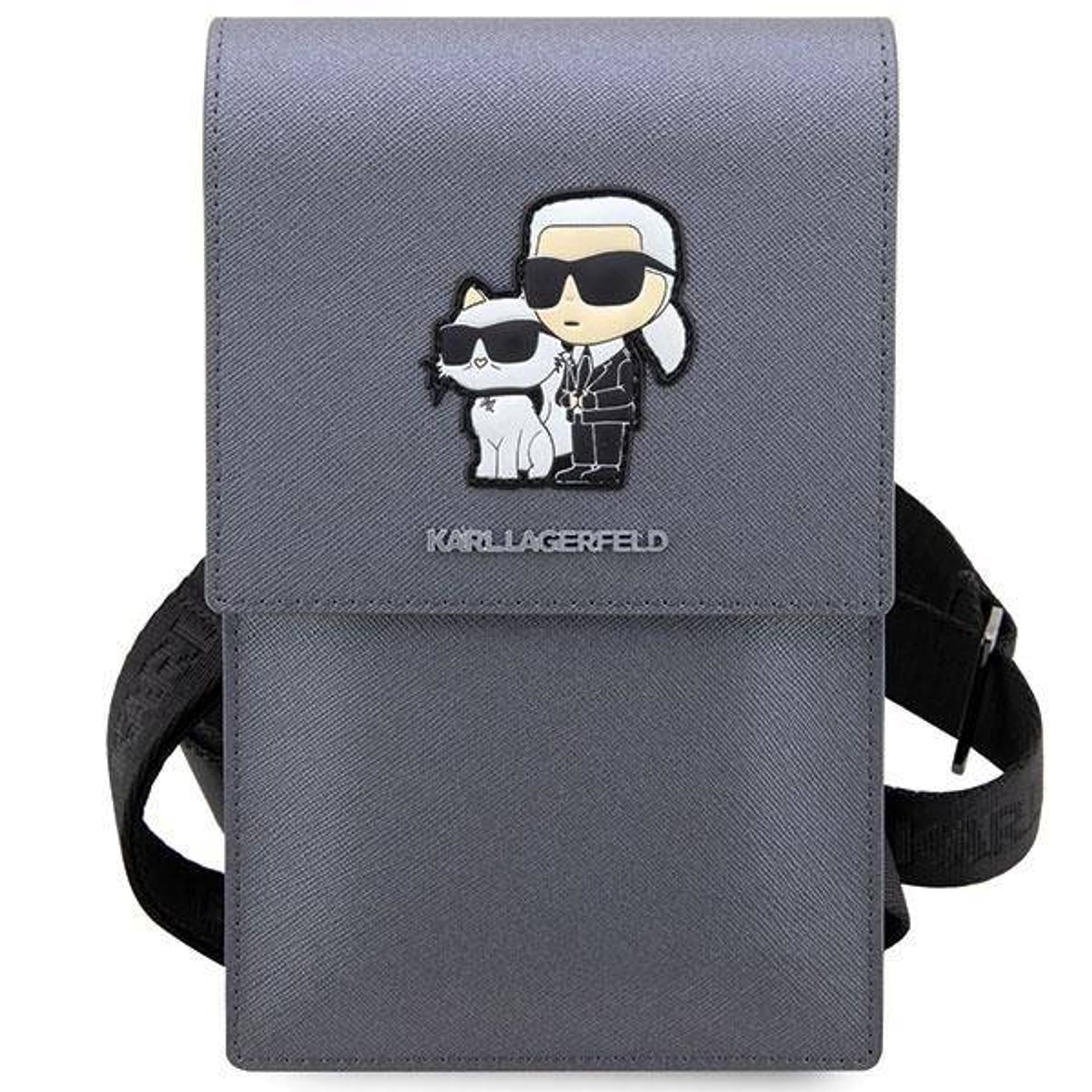 

Torebka Karl Lagerfeld Saffiano Karl & Choupette Head (KLWBSAKCPMG) srebrne, Klwbsakcpmg) srebrn