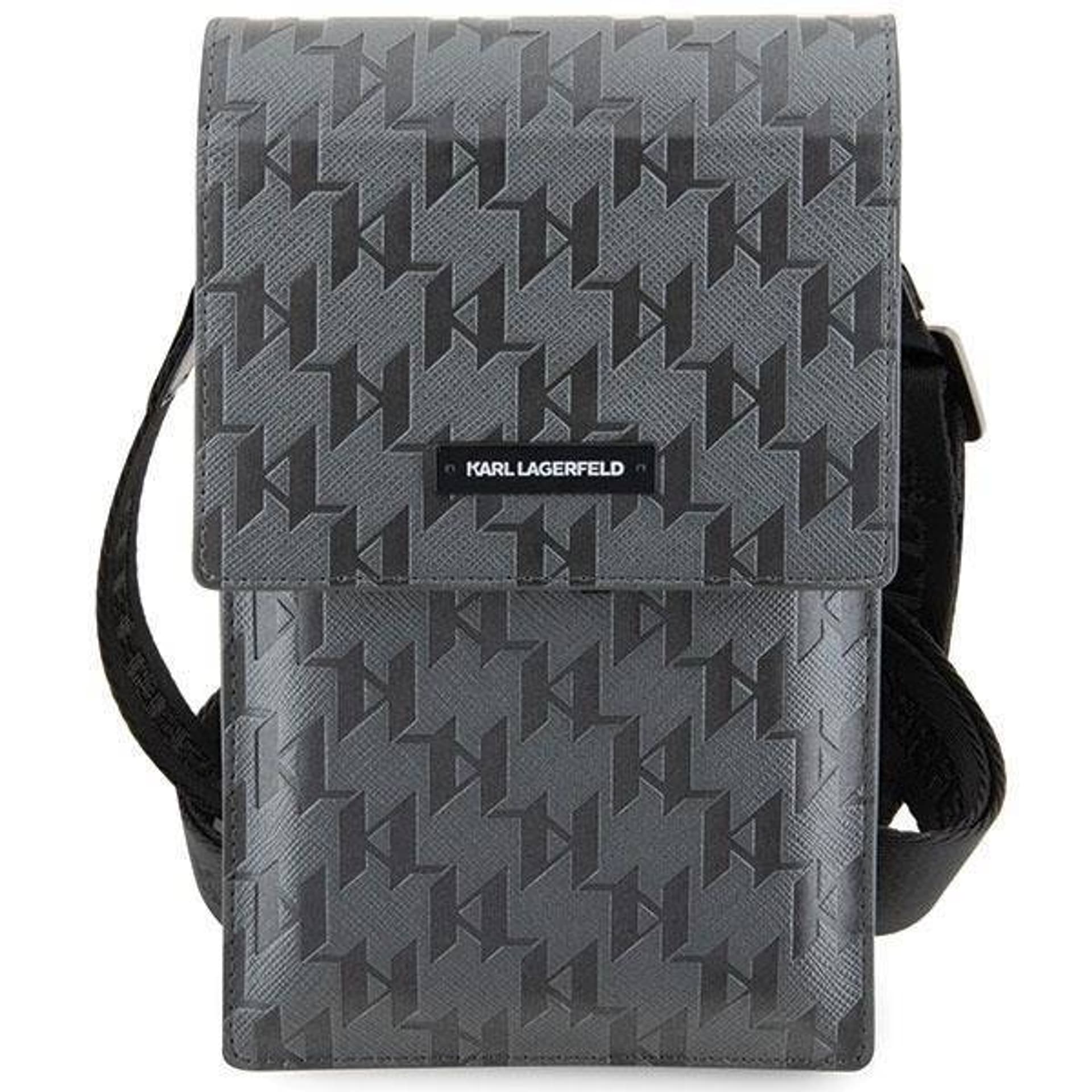 

Torebka Karl Lagerfeld Saffiano Mongram Plaque (KLWBSAMSMG) srebrne, Klwbsamsmg) srebrn