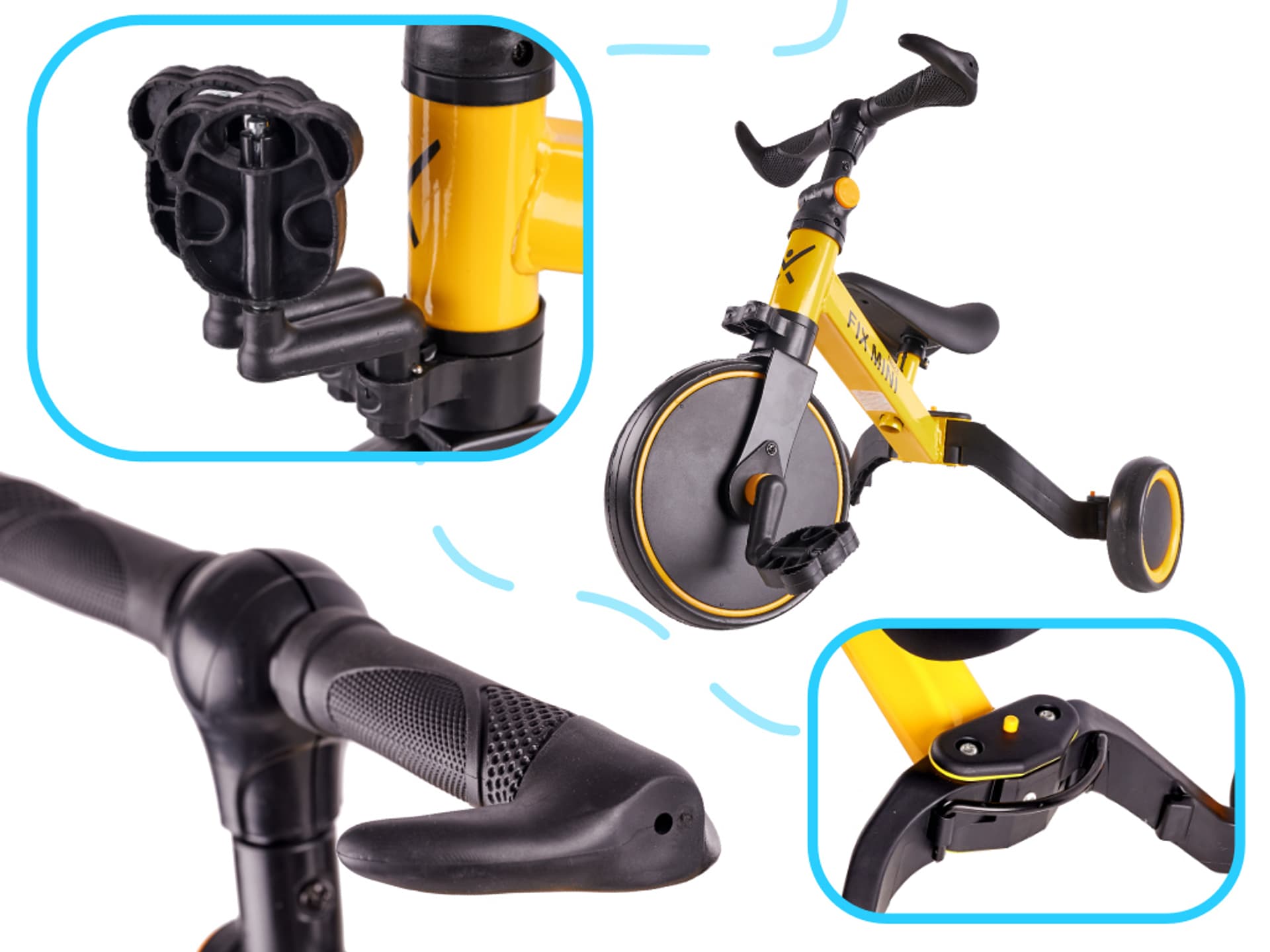 

Rowerek Trike Fix Mini biegowy trójkołowy 3w1 z pedałami żółty