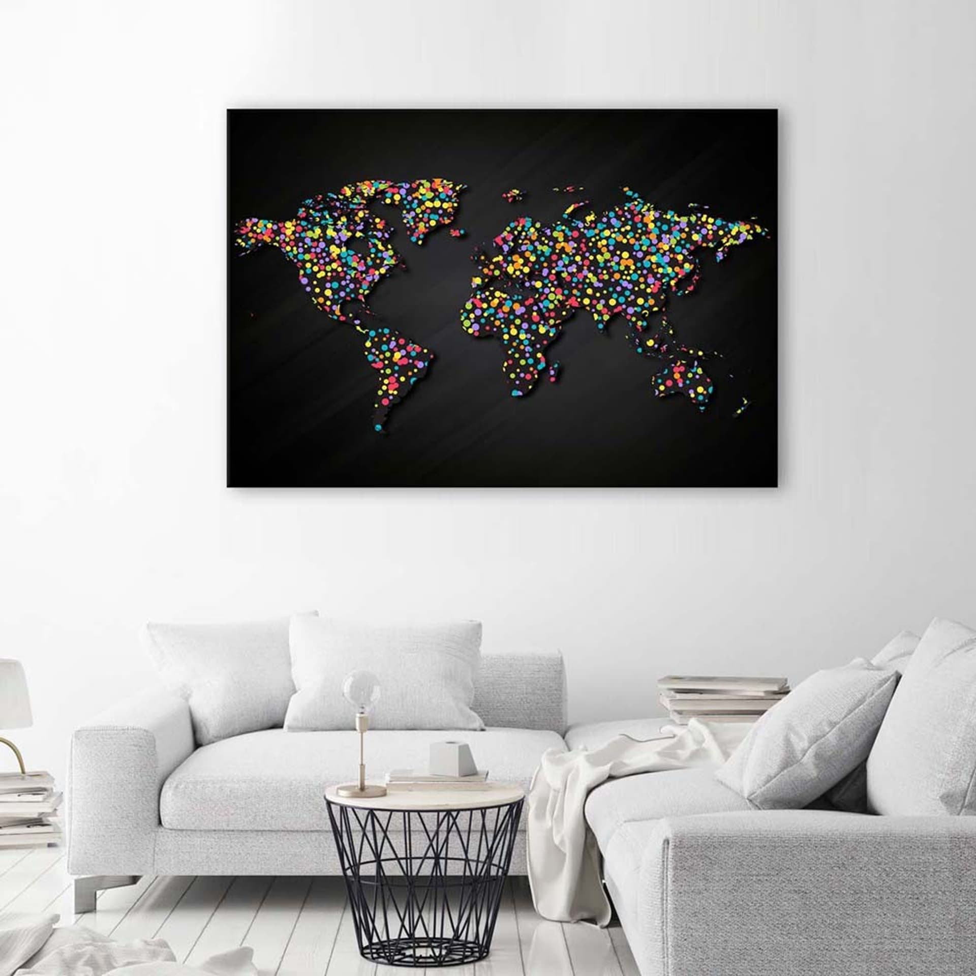

Obraz Deco Panel, Mapa świata z kolorowymi kropkami (Rozmiar 90x60)