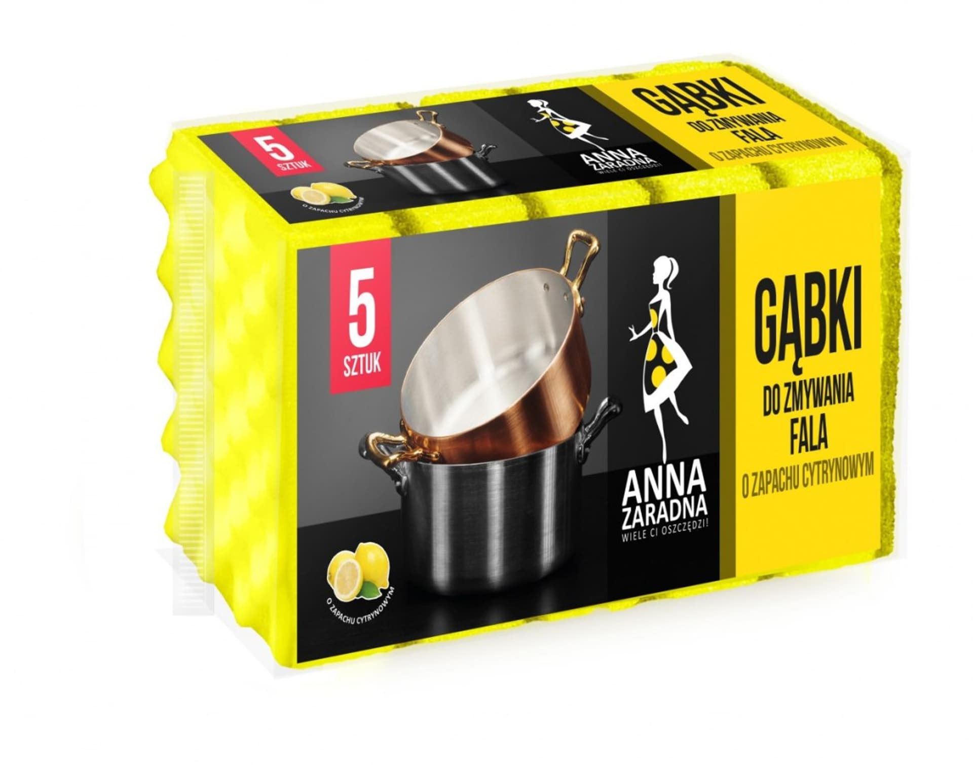 

Anna Zaradna Gąbki do zmywania Fala o cytrynowym zapachu 1op.-5szt