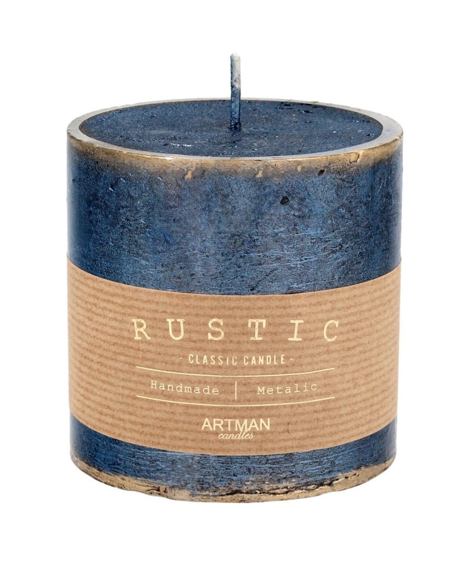 

ARTMAN Świeca ozdobna Rustic Patynowany - walec mały (średnica 9cm) niebieski 1szt, Średnica 9cm) niebieski 1sz