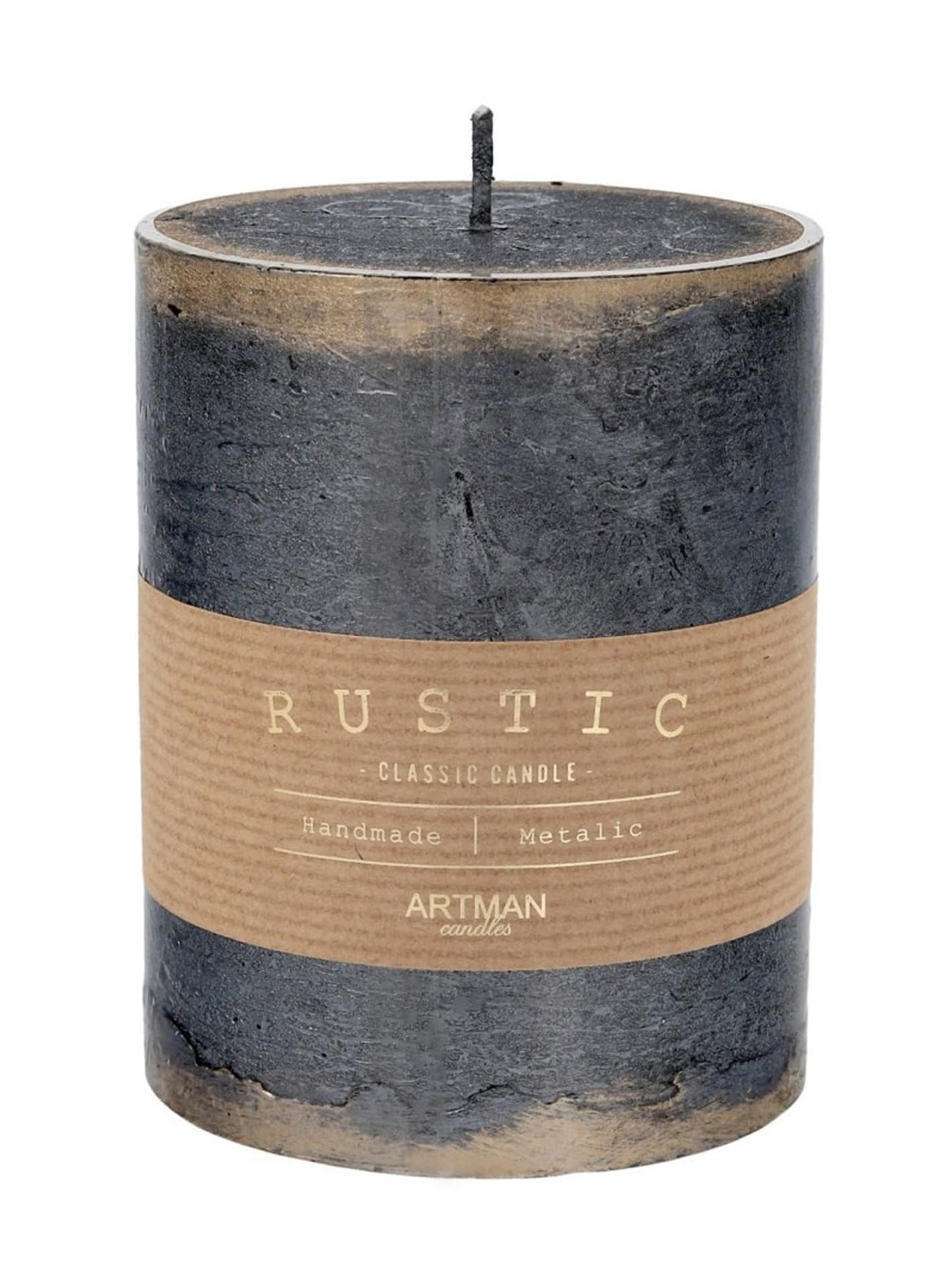 

ARTMAN Świeca ozdobna Rustic Patynowany - walec średni (średnica 9cm) czarny 1szt, Średnica 9cm) czarny 1sz