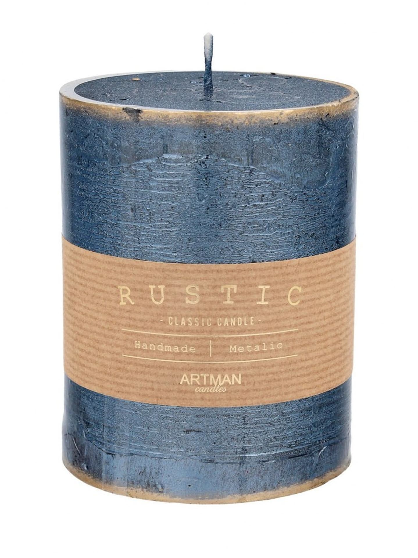 

ARTMAN Świeca ozdobna Rustic Patynowany - walec średni (średnica 9cm) niebieski 1szt, Średnica 9cm) niebieski 1sz