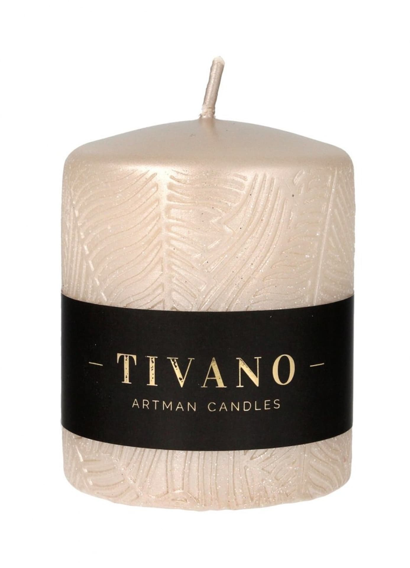 

ARTMAN Świeca ozdobna Tivano - walec mały (średnica 8cm) szampan 1szt, Średnica 8cm) szampan 1sz