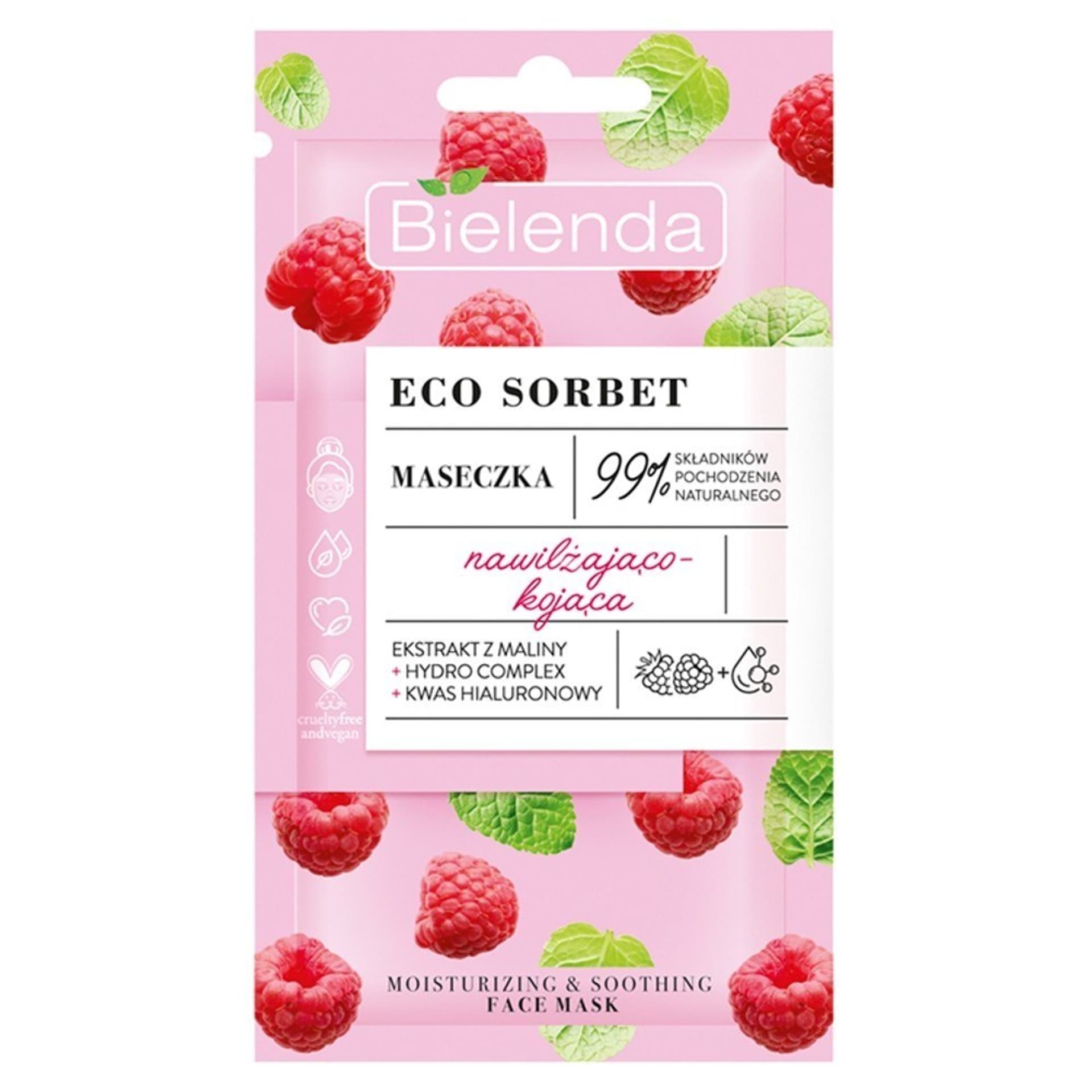 

Bielenda Eco Sorbet Malina Maseczka do twarzy nawilżająco-kojąca 8g