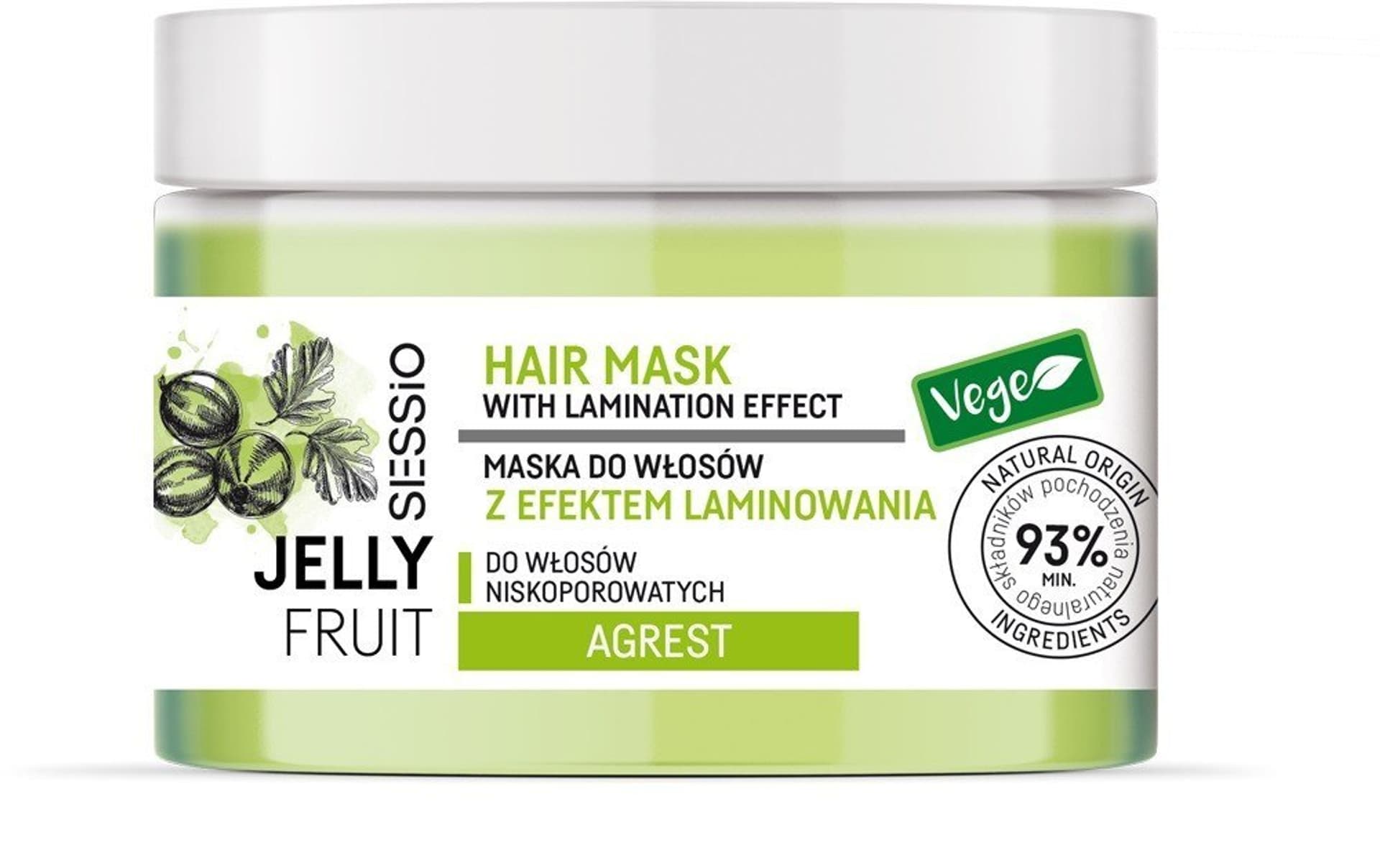 

CHANTAL Sessio Jelly Fruit Maska do włosów z efektem laminowania Agrest - do włosów niskoporowatych 250g