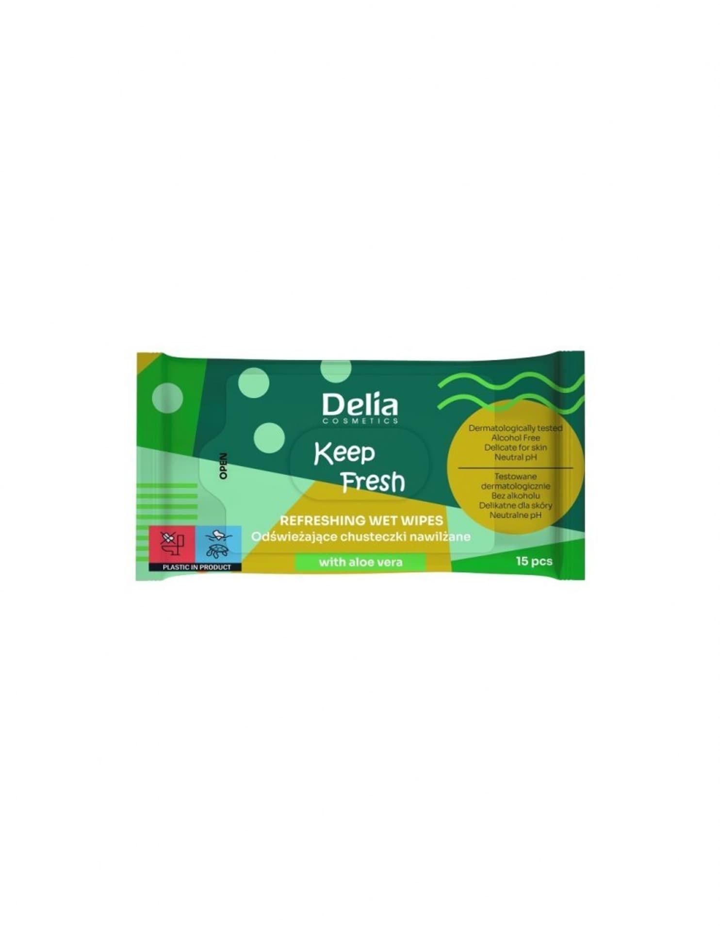 

Delia Cosmetics Keep Fresh Odświeżające Chusteczki nawilżane - Aloe Vera 1op.-15szt