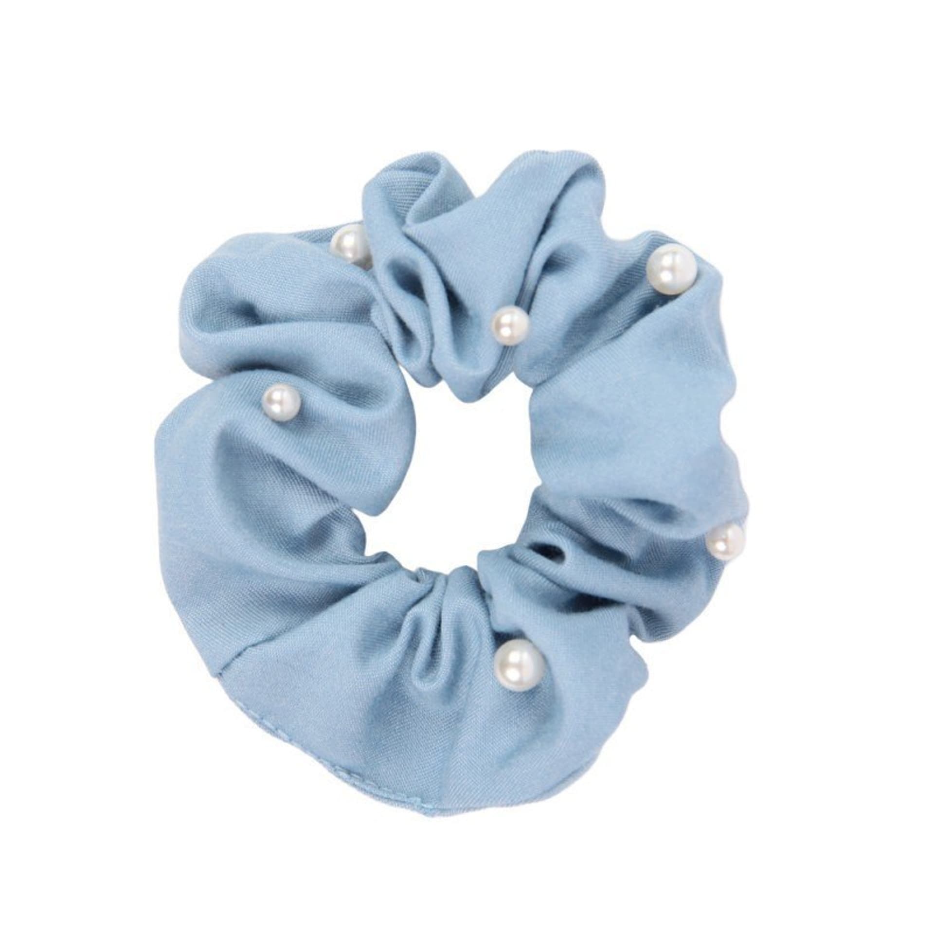 

DONEGAL Ozdoby do włosów - Gumka Scrunchie jeans z perełkami (FA-5874) 1szt, Fa-5874) 1sz