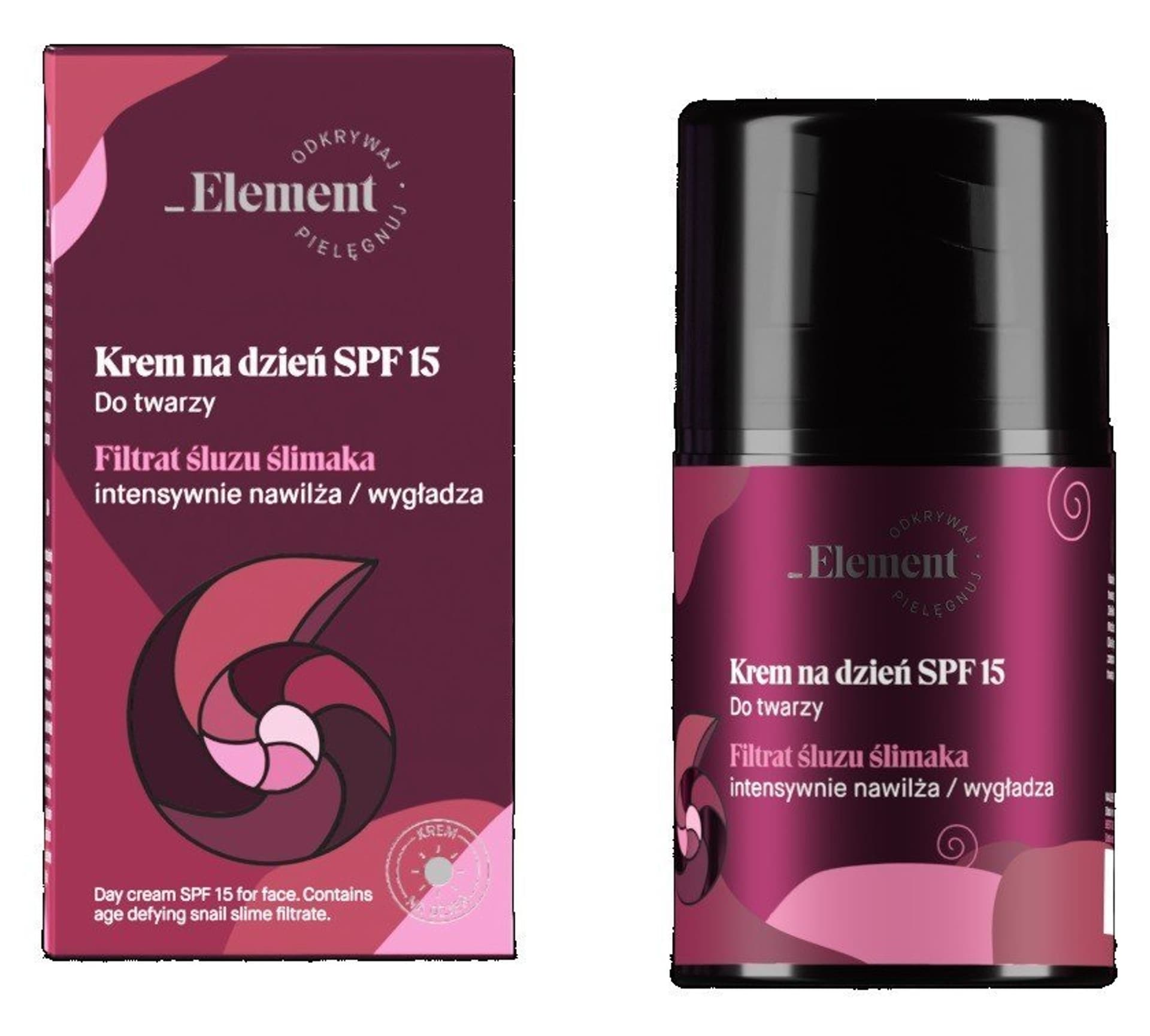 

Element Filtrat Śluzu Ślimaka Krem na dzień SPF15 intensywnie nawilżający i wygładzający 50ml