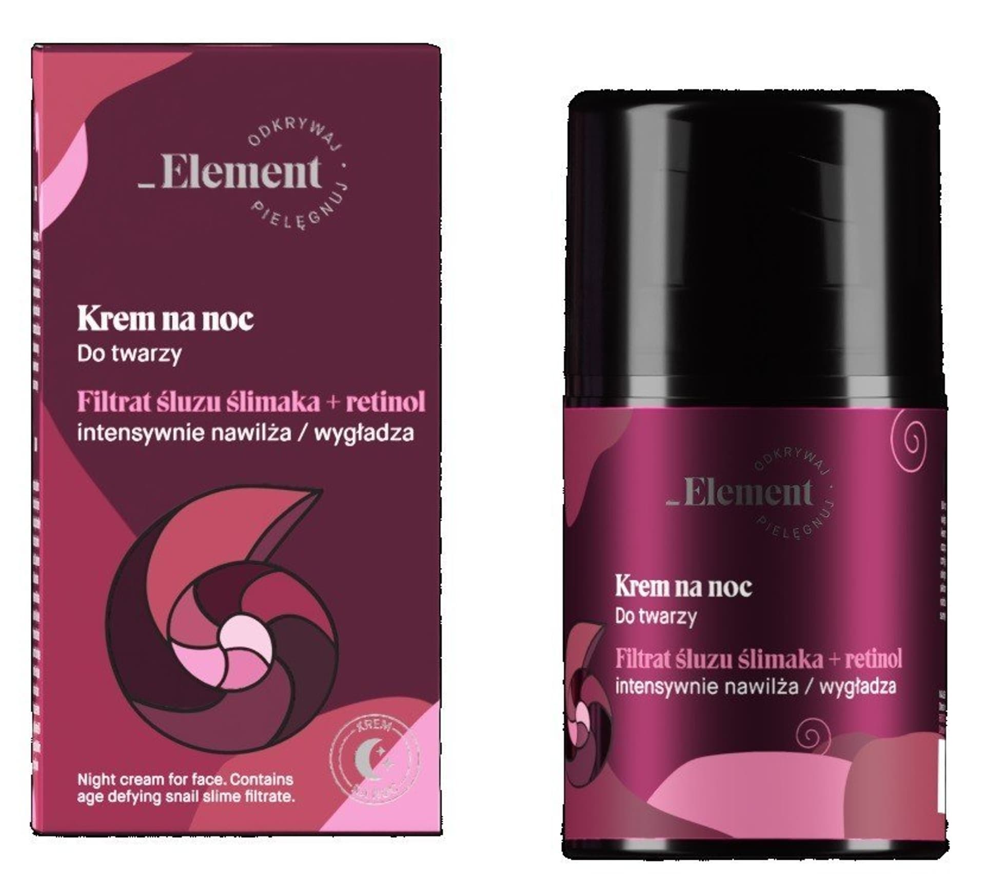 

Element Filtrat Śluzu Ślimaka Krem na noc intensywnie nawilżający i wygładzający 50ml