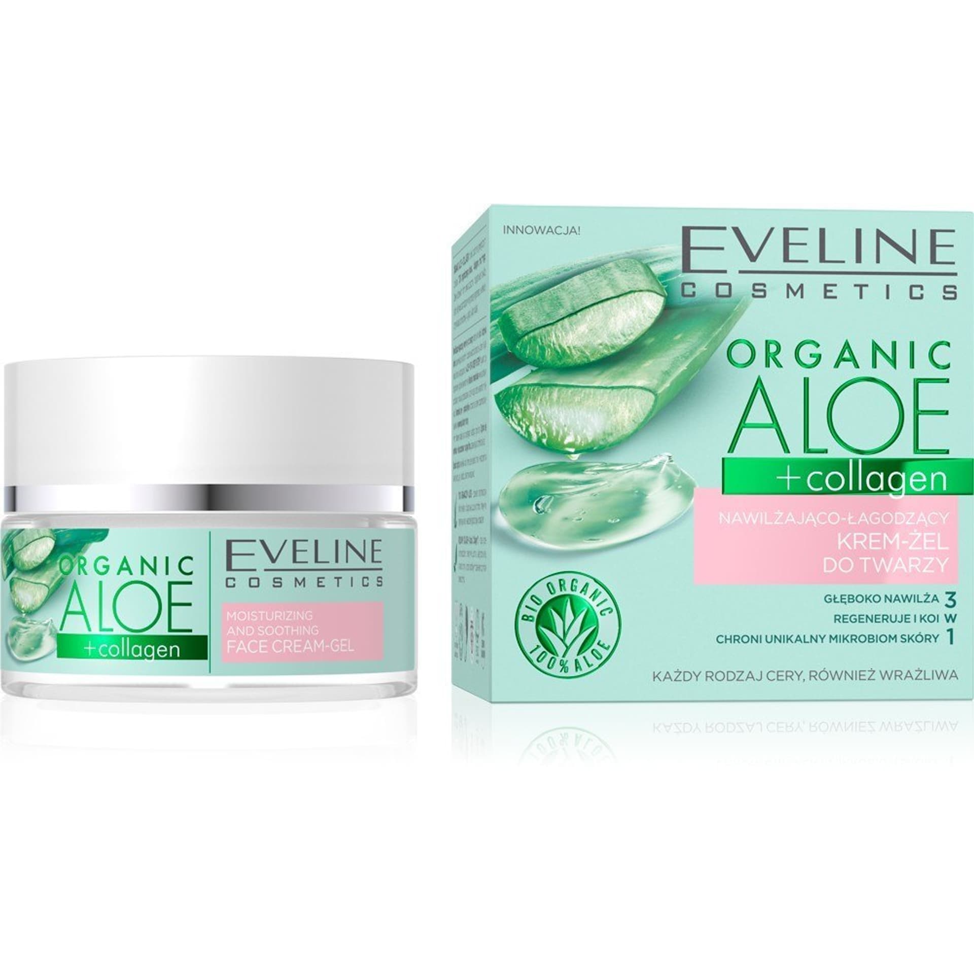 

Eveline Organic Krem-Żel Nawilżająco-Łagodzący Aloe+Collagen Do Twarzy