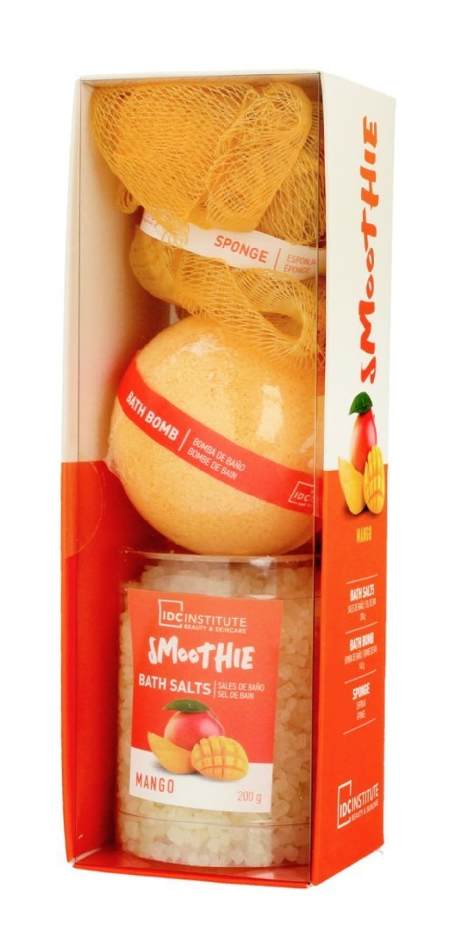 

IDC INSTITUTE Smoothie Zestaw do kąpieli Mango (kula,sól,myjka) 1op.