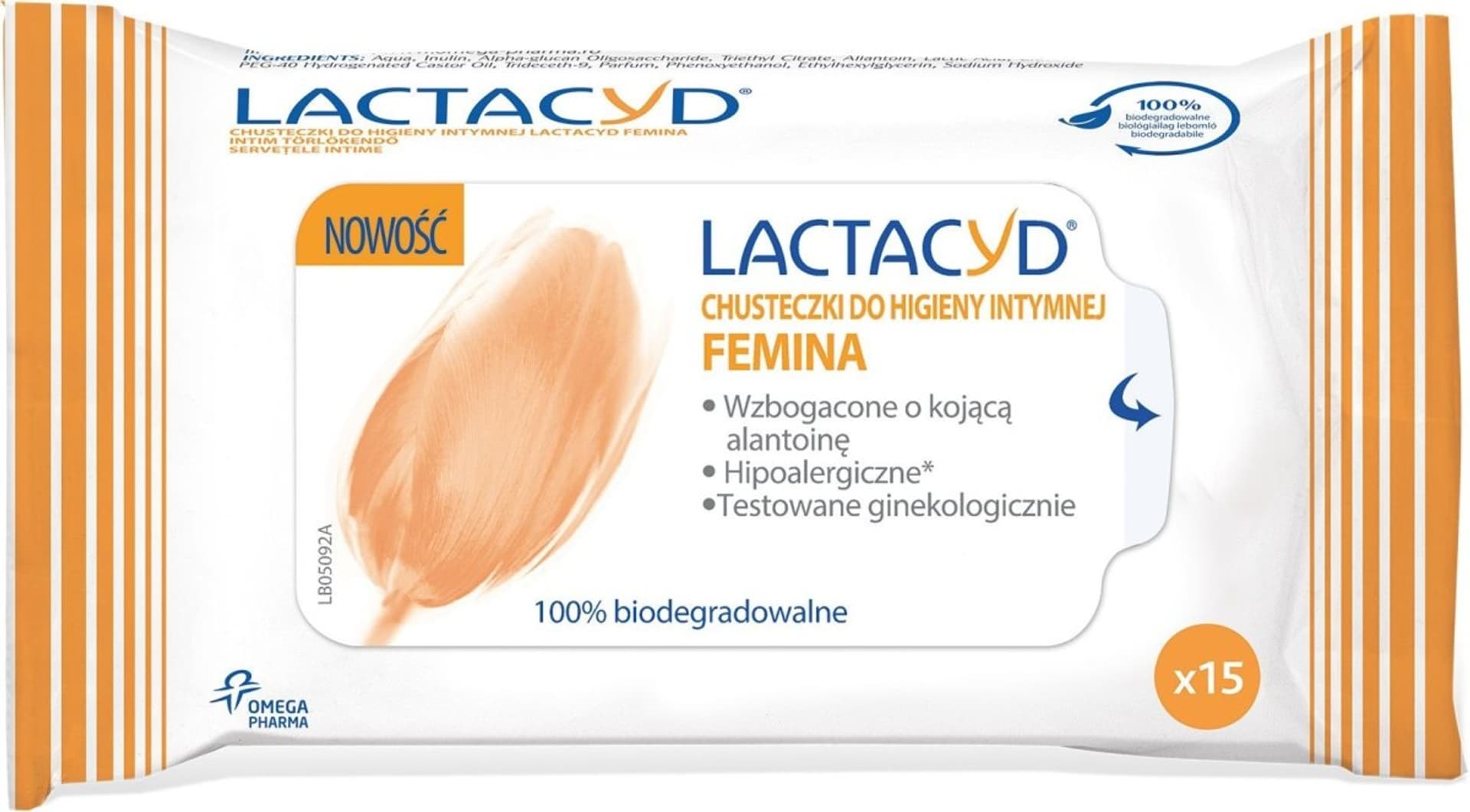 

Lactacyd Femina Chusteczki do higieny intymnej 1op-15szt