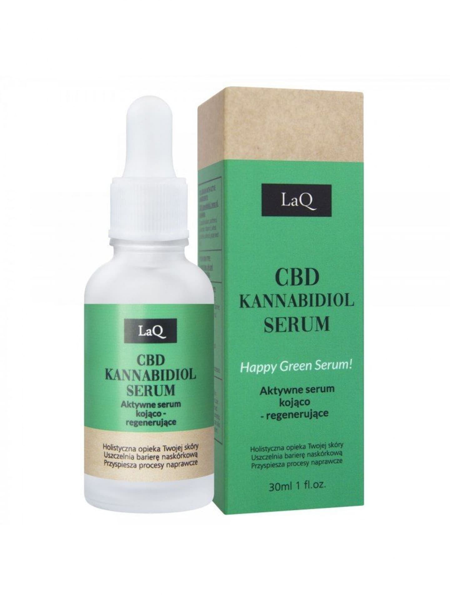

LaQ CBD Kannabidiol Serum Aktywne Serum kojąco-regenerujące Happy Green 30ml