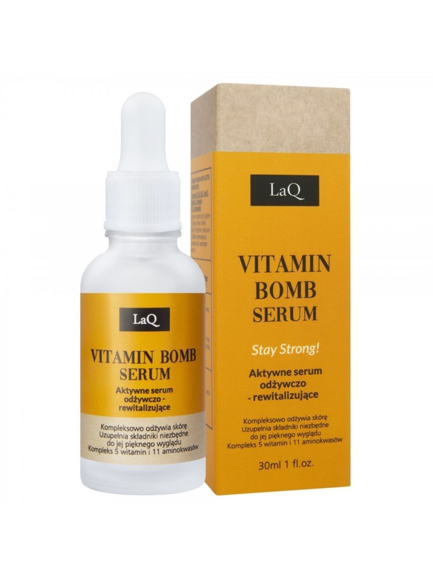 

LaQ Vitamin Bomb Serum Aktywne Serum odżywczo-rewitalizujące Stay Strong! 30ml
