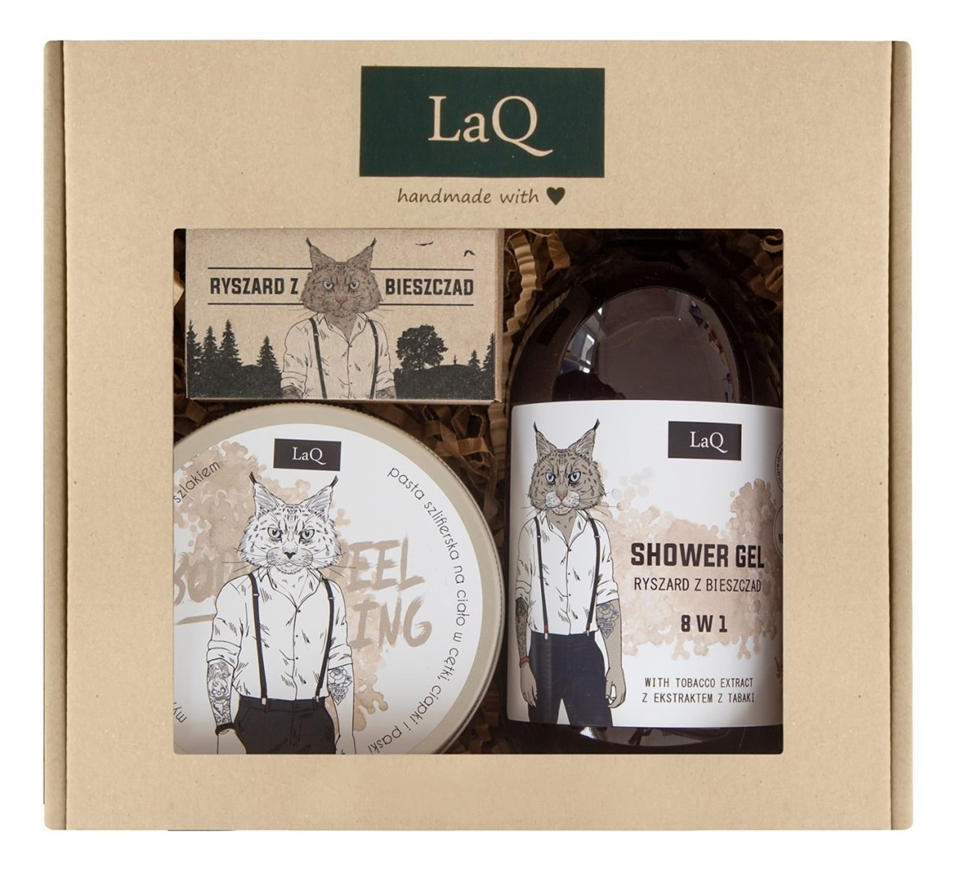

LaQ Zestaw prezentowy dla mężczyzn Ryś (żel pod prysznic 500ml+scrub 200ml+mydło kostka 85g)