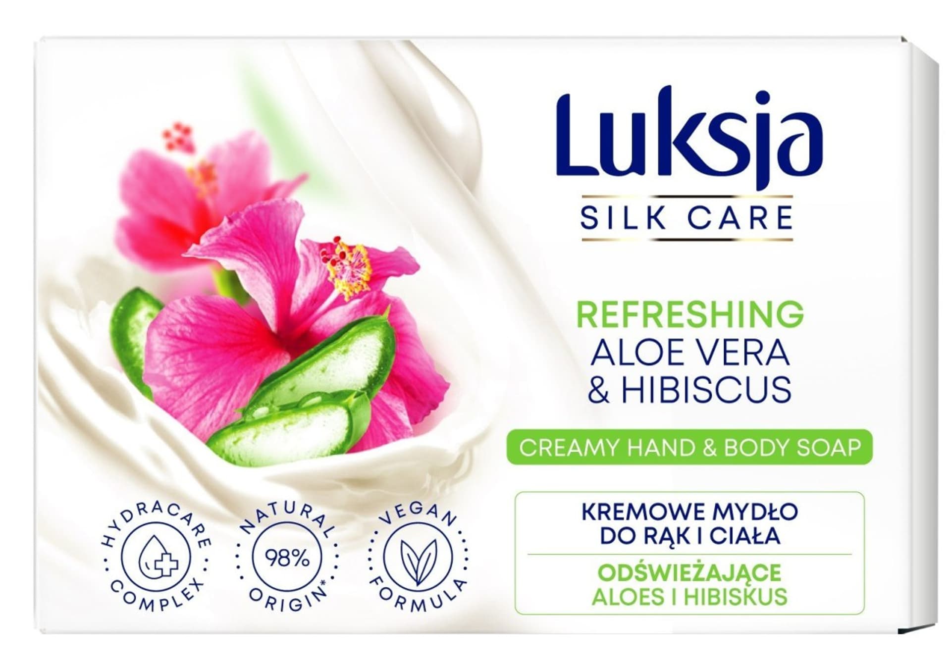 

Luksja Silk Care Odświeżające Kremowe Mydło w kostce do rąk i ciała - Aloes i Hibiskus 100g