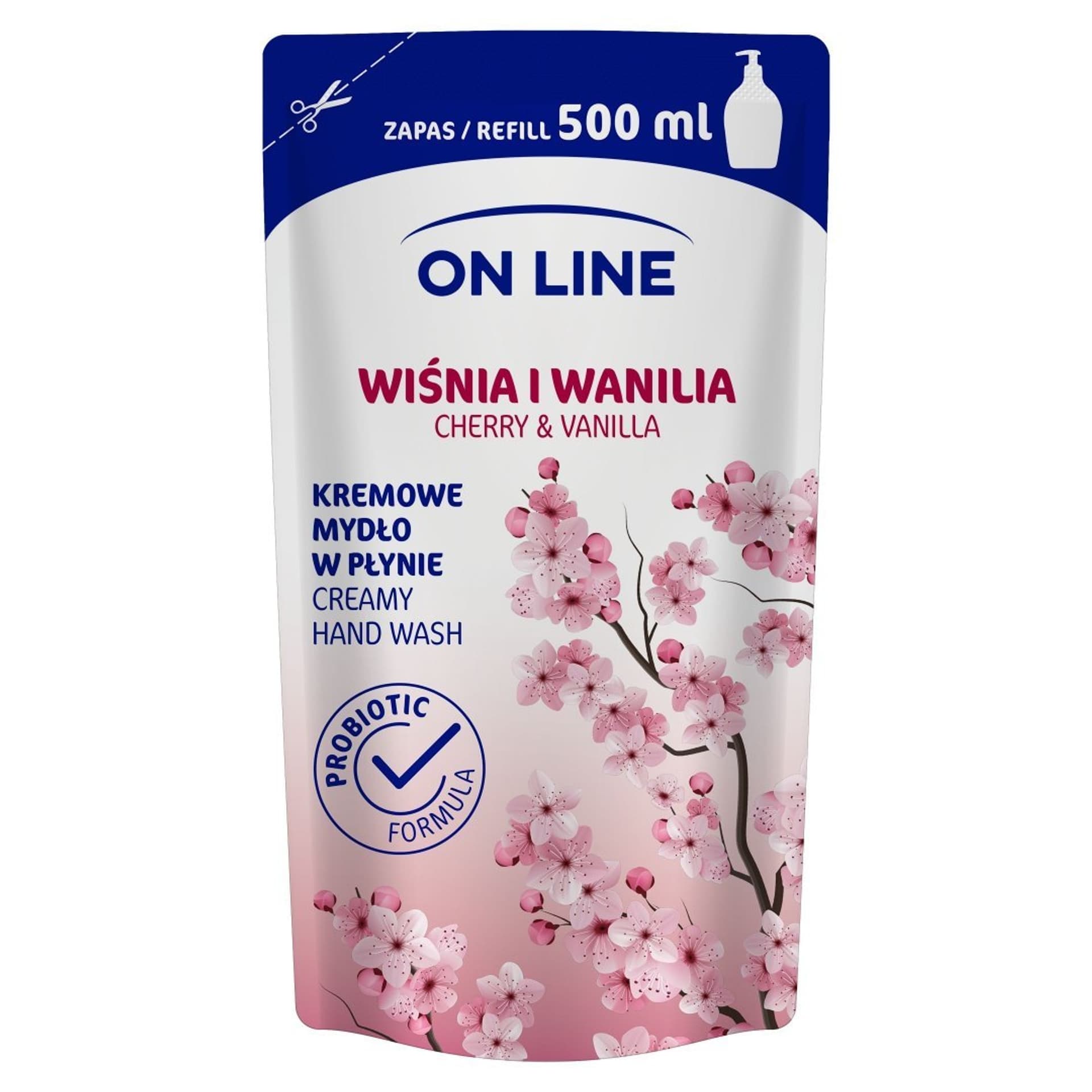

On Line Mydło kremowe w płynie Wiśnia i Wanilia zapas 500ml