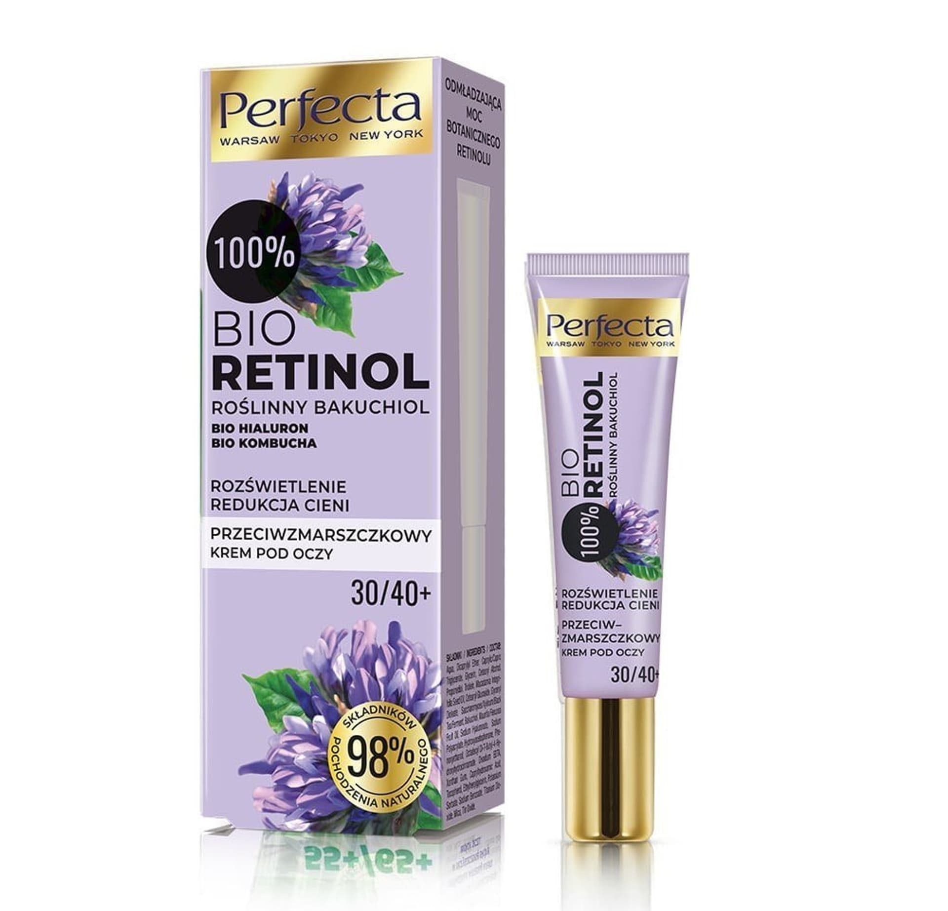 

Perfecta 100% Bio Retinol 30/40+ Przeciwzmarszczkowy Krem pod oczy - rozświetlenie i redukcja cieni 15ml