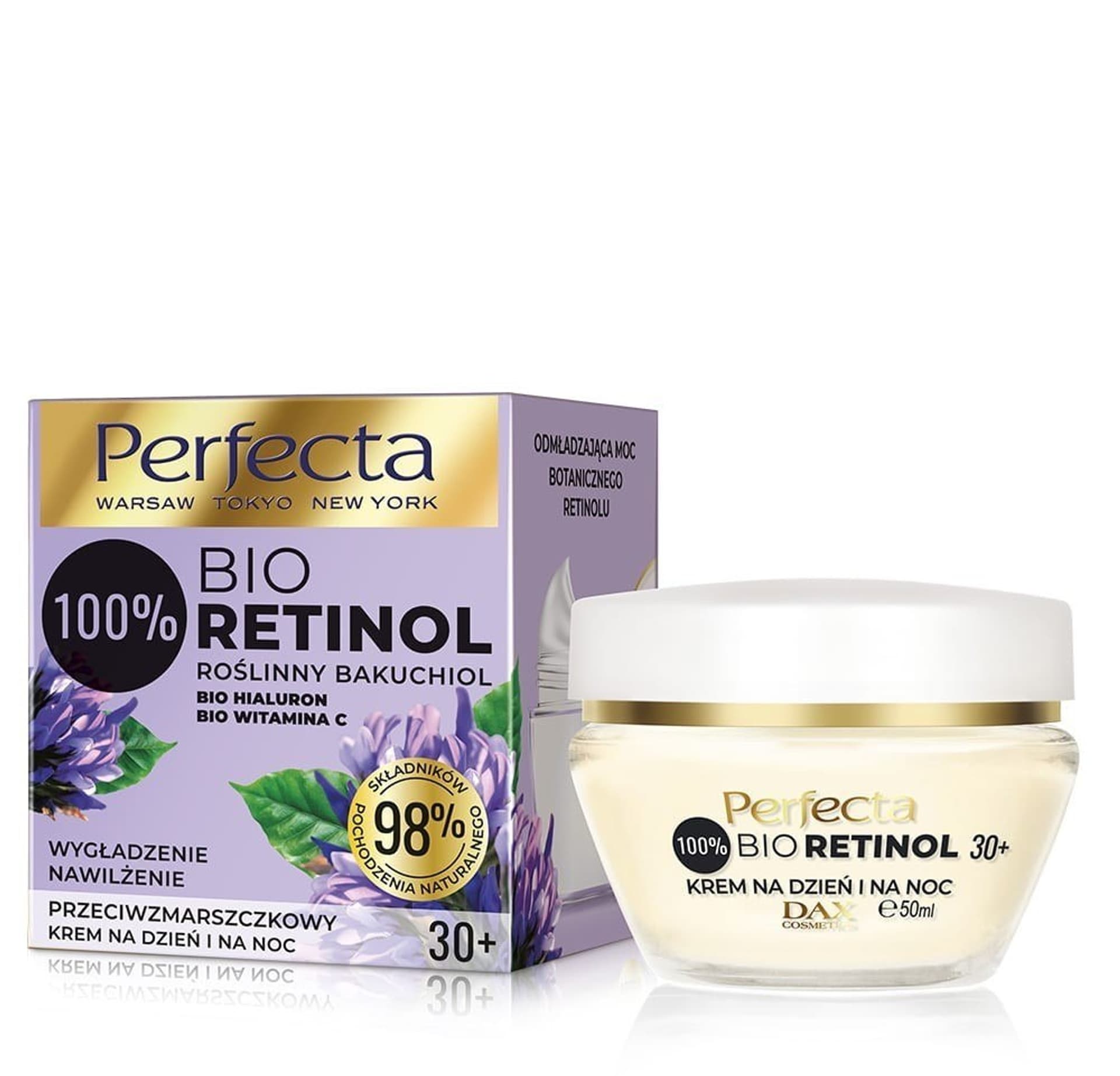 

Perfecta 100% Bio Retinol 30+ Przeciwzmarszczkowy Krem na dzień i noc - nawilżenie i wygładzenie 50ml