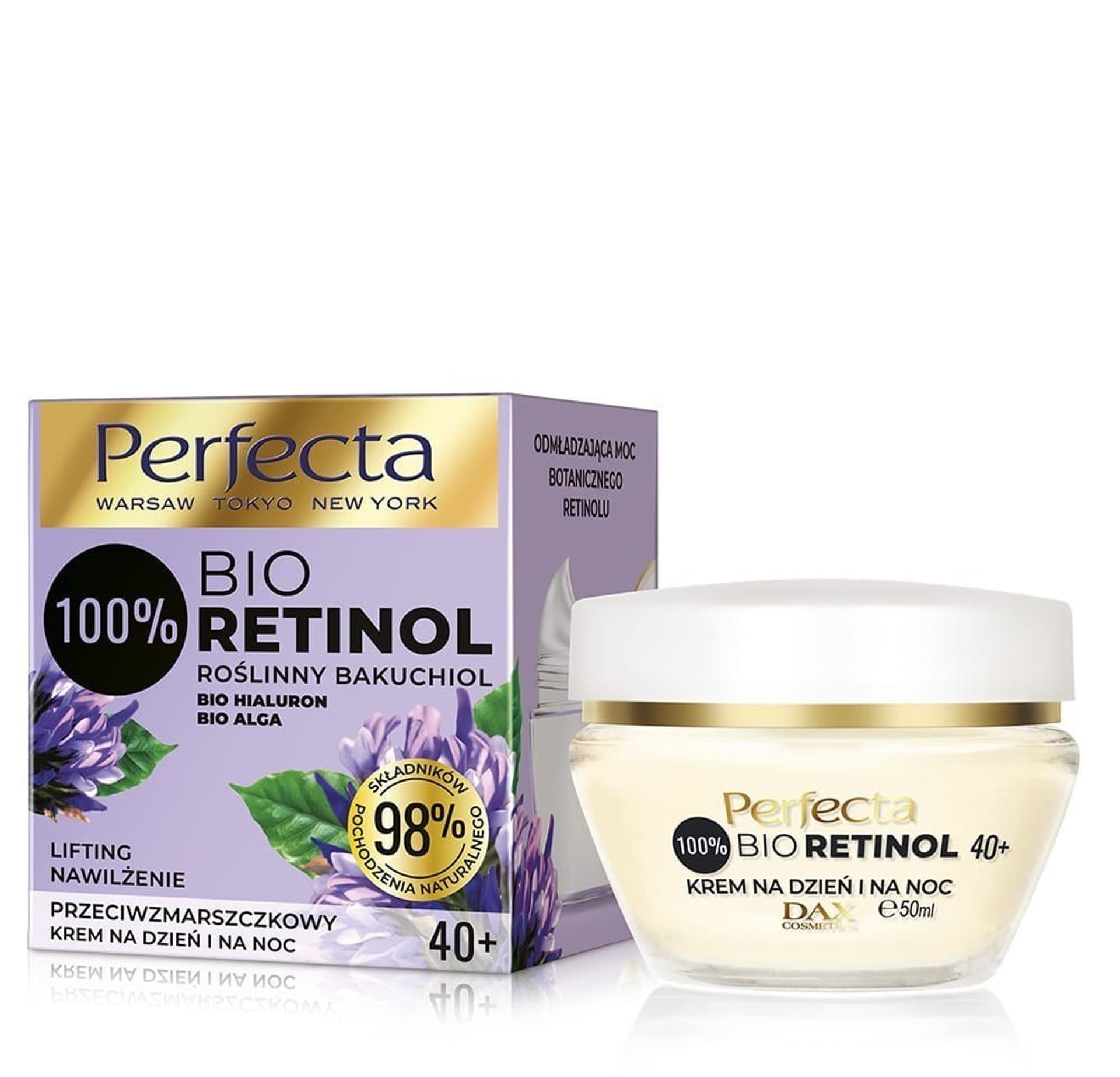 

Perfecta 100% Bio Retinol 40+ Przeciwzmarszczkowy Krem na dzień i noc - nawilżenie i lifting 50ml