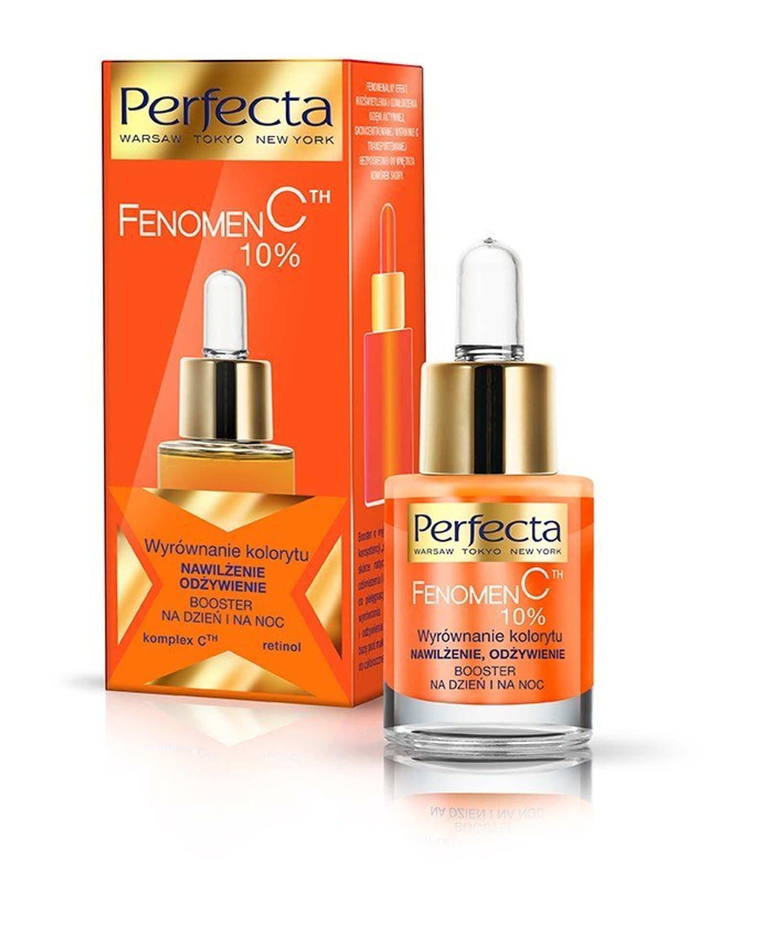 

Perfecta Fenomen C 10% Booster Wyrównanie kolorytu,nawilżenie,odżywienie na dzień i noc 15ml