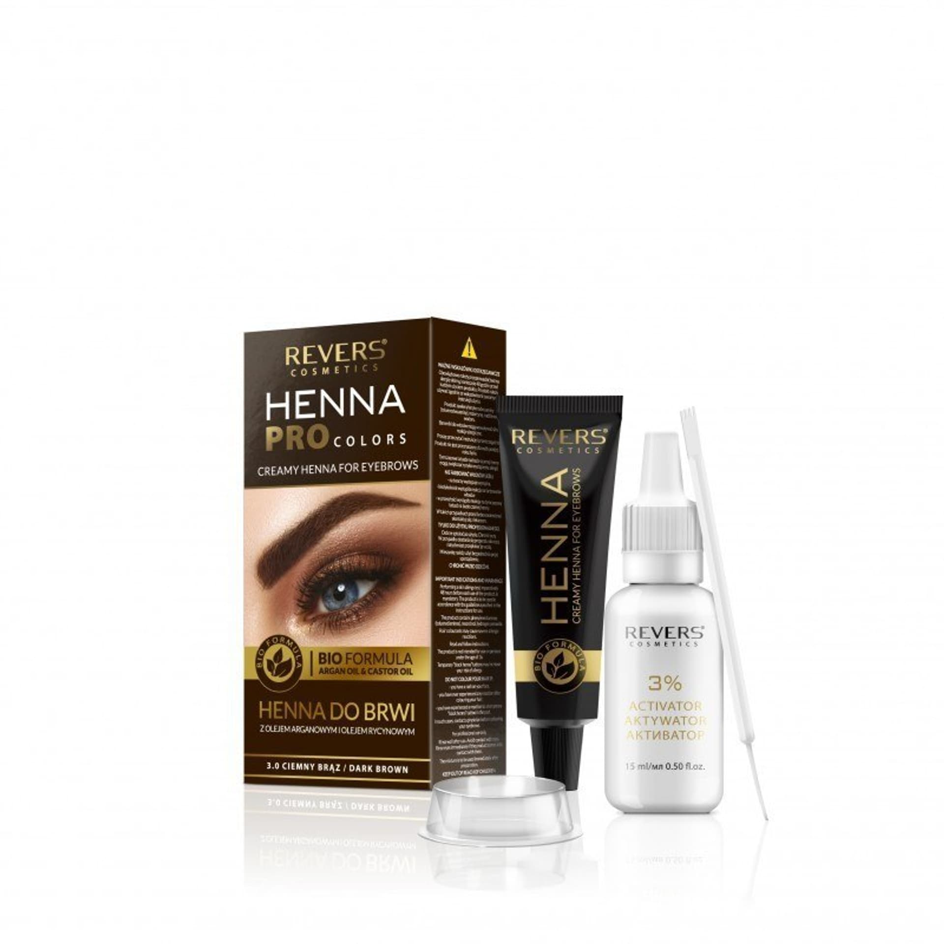 

REVERS Kremowa Henna do brwi Pro Colors 3.0 ciemny brąz 1op.