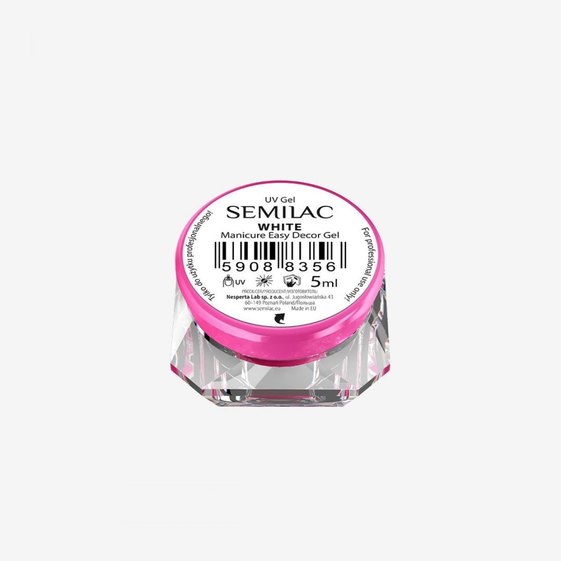 

SEMILAC Manicure Easy Decor Żel do dekoracji White 5ml